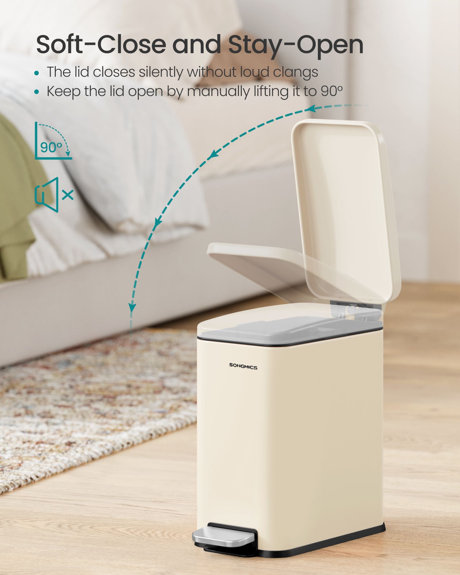 Bathroom Pedal Bin - Steel - Sand Beige - Soft Close