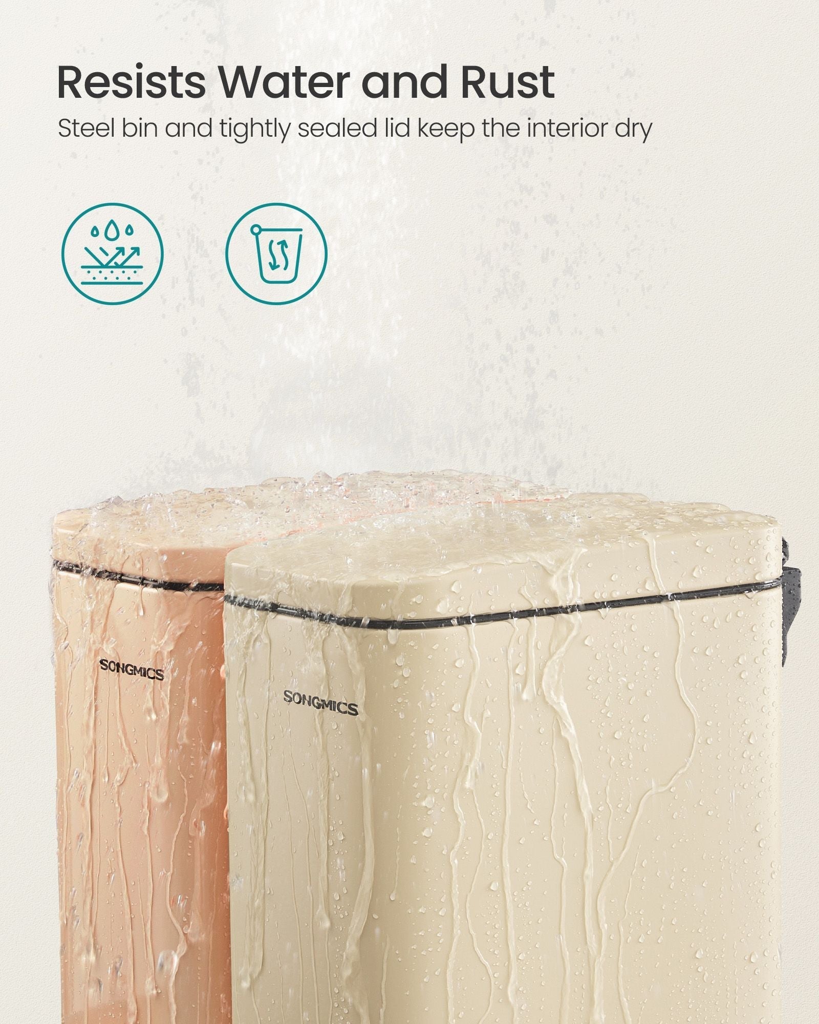 Bathroom Pedal Bin - Steel - Sand Beige - Soft Close