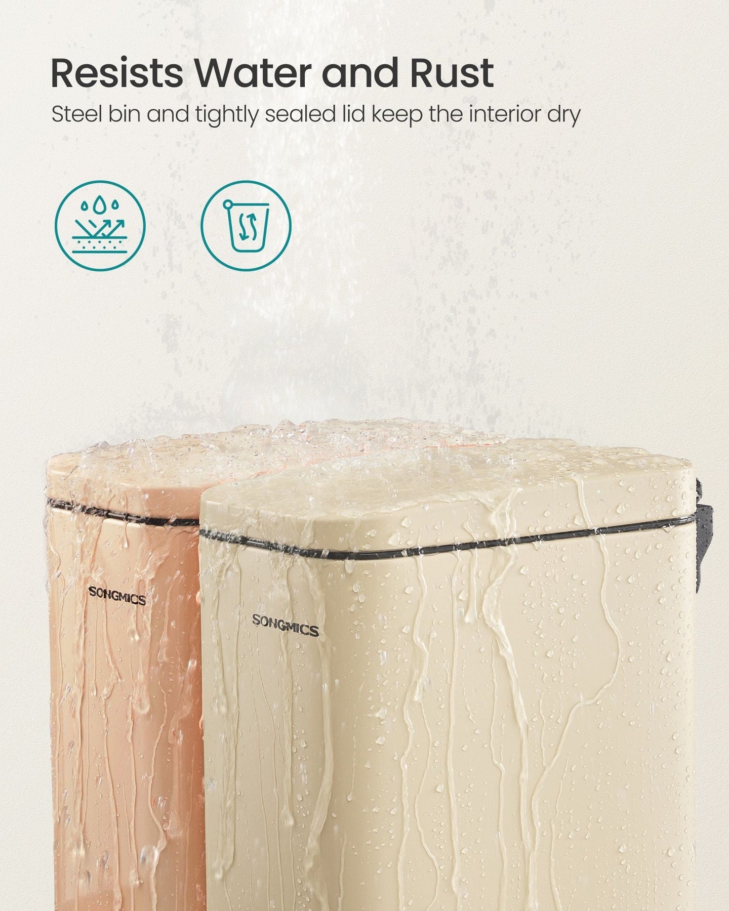 Bathroom Pedal Bin - Steel - Sand Beige - Soft Close
