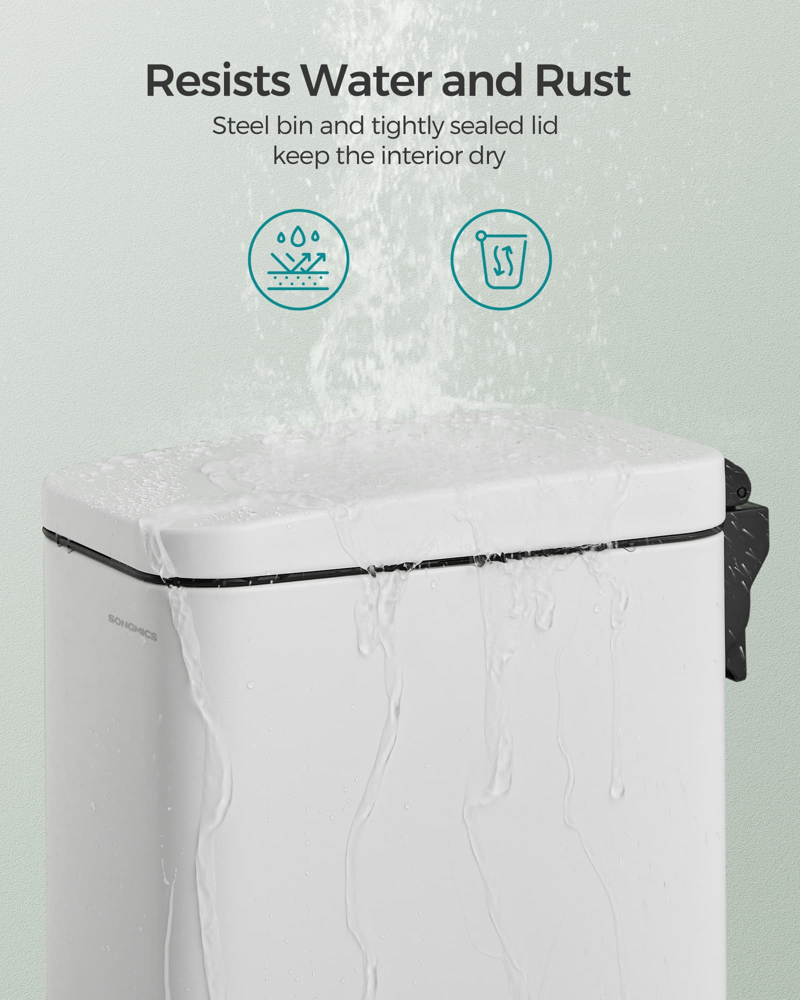 Small Pedal Bin - Steel - White - Soft Close Lid