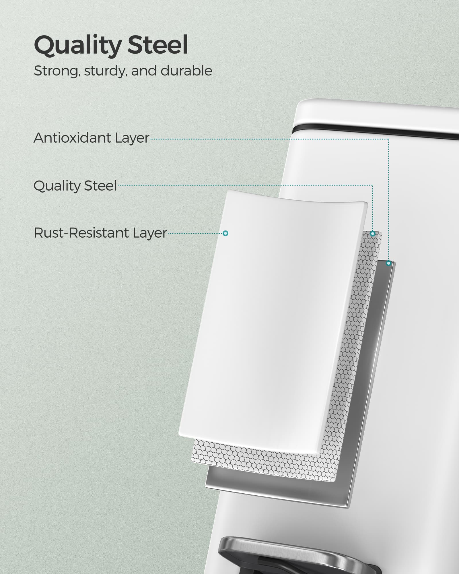 Small Pedal Bin - Steel - White - Soft Close Lid