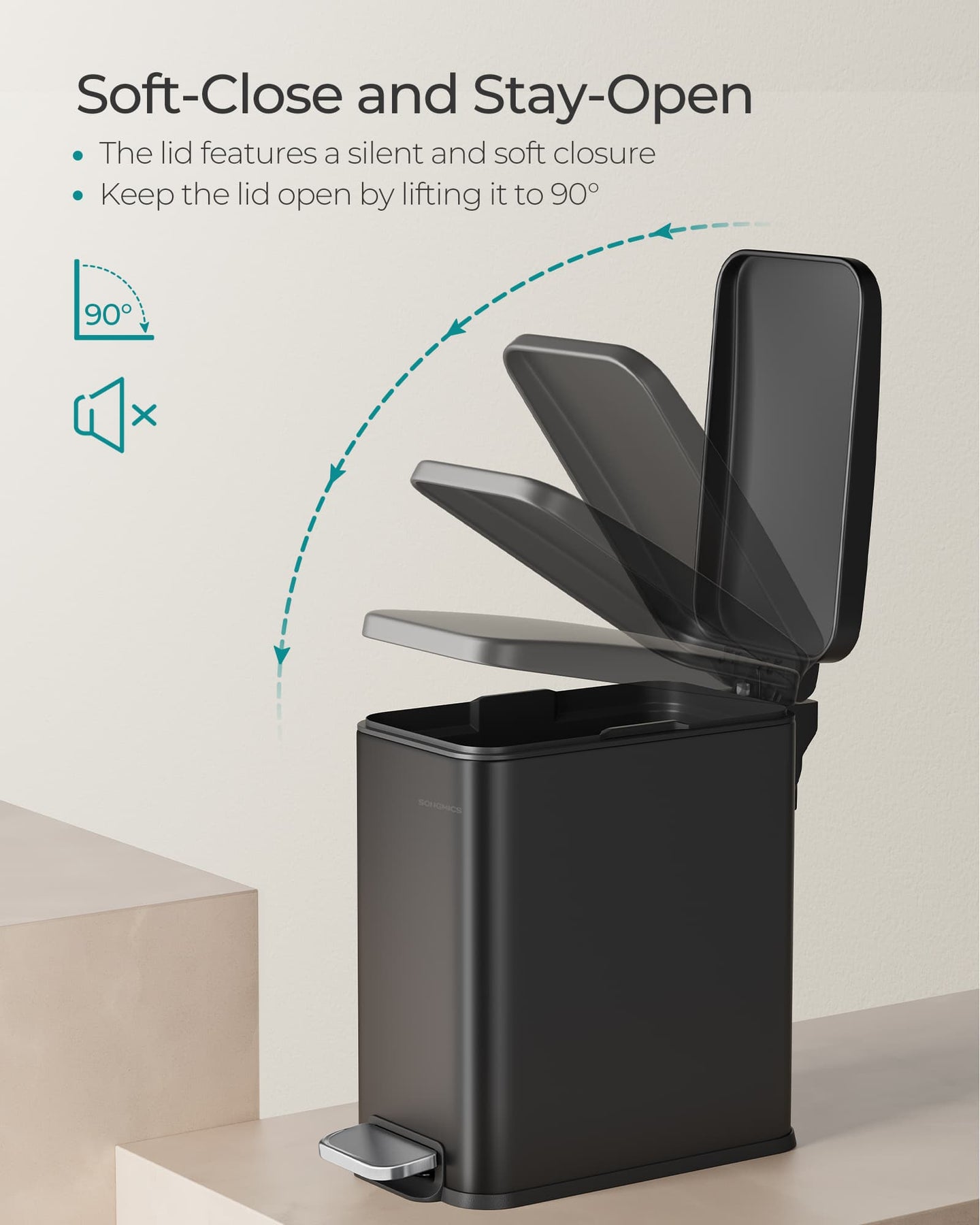 10L Steel Bathroom Bin - Soft Close