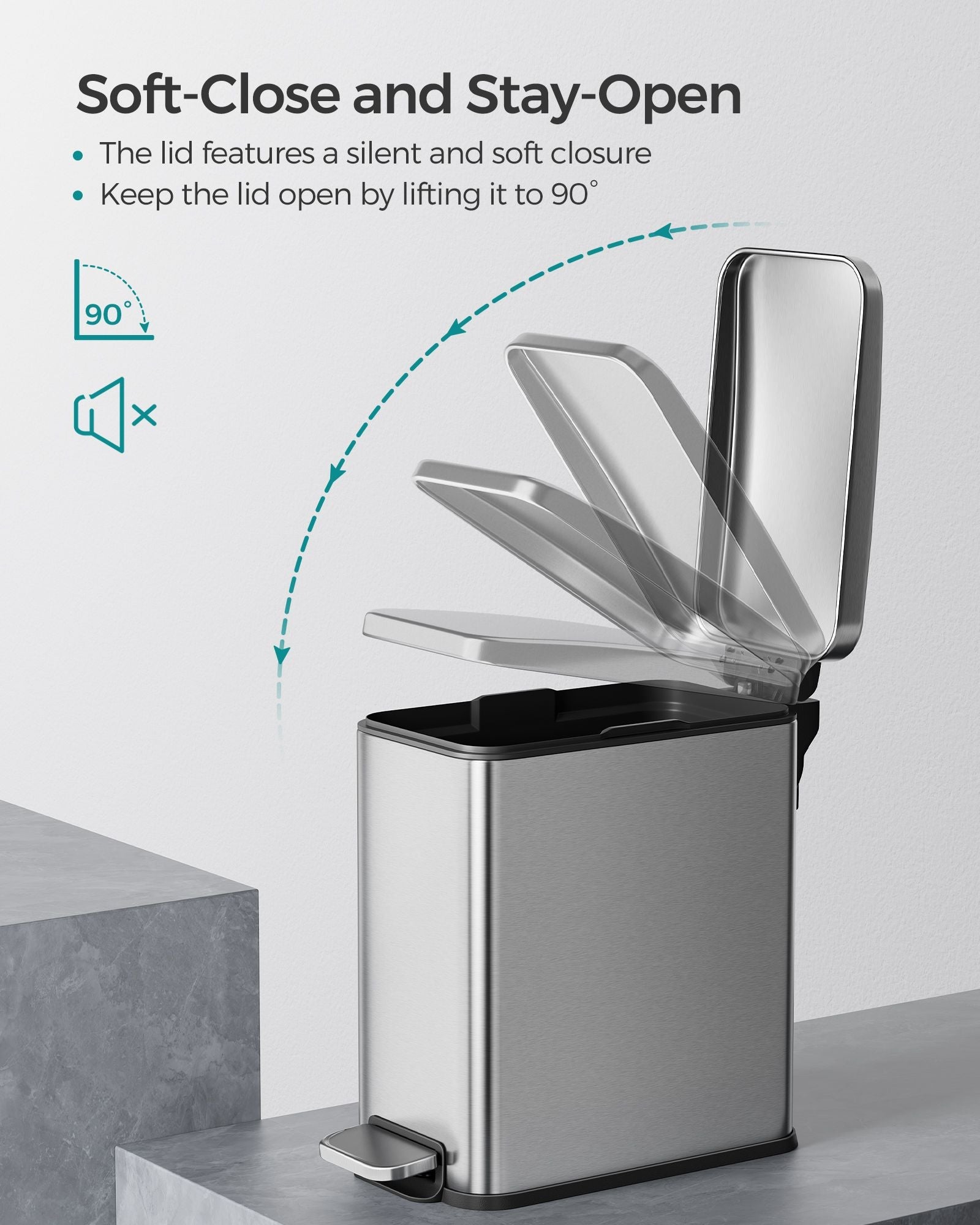 10L Steel Bathroom Bin - Soft Close