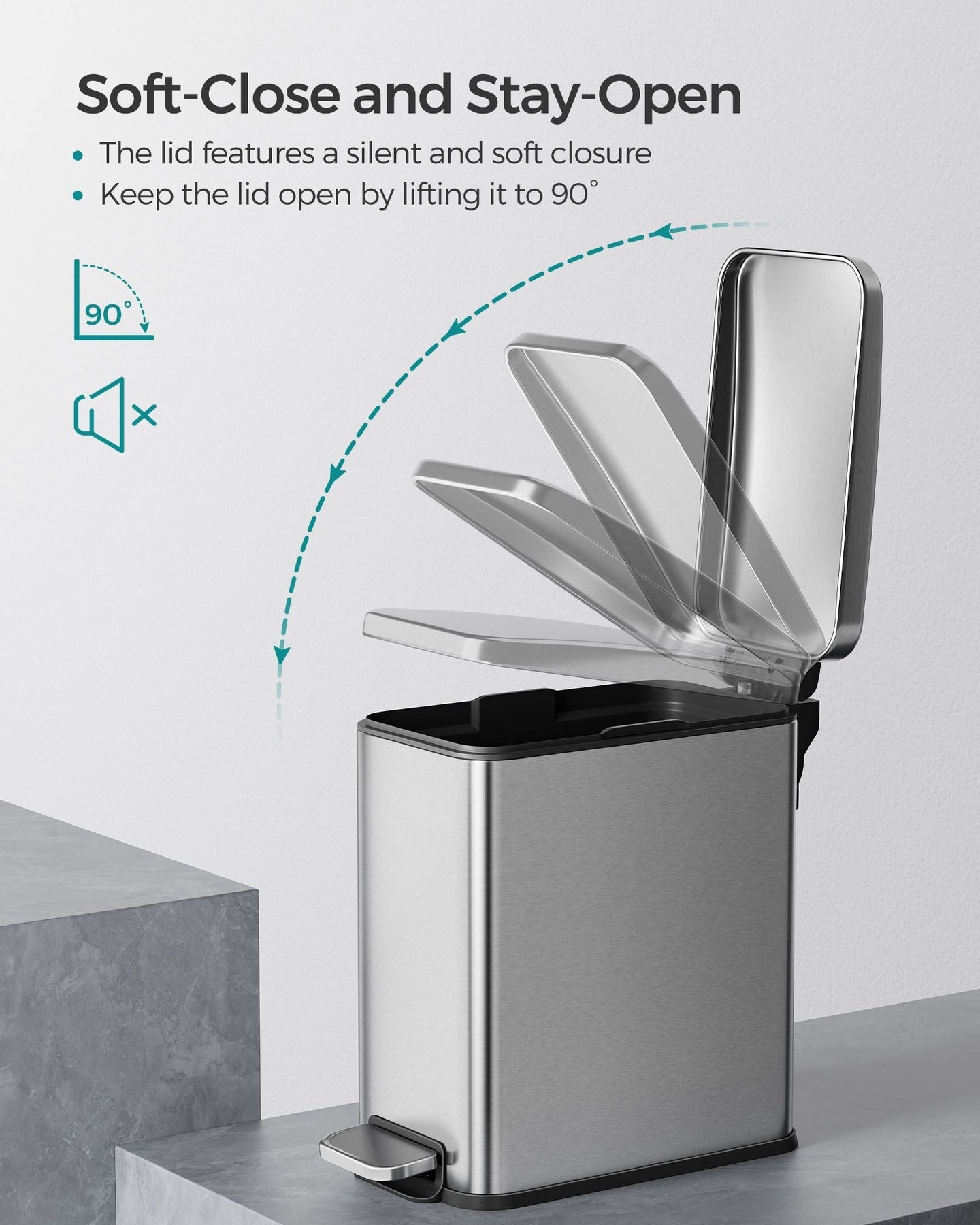 10L Steel Bathroom Bin - Soft Close