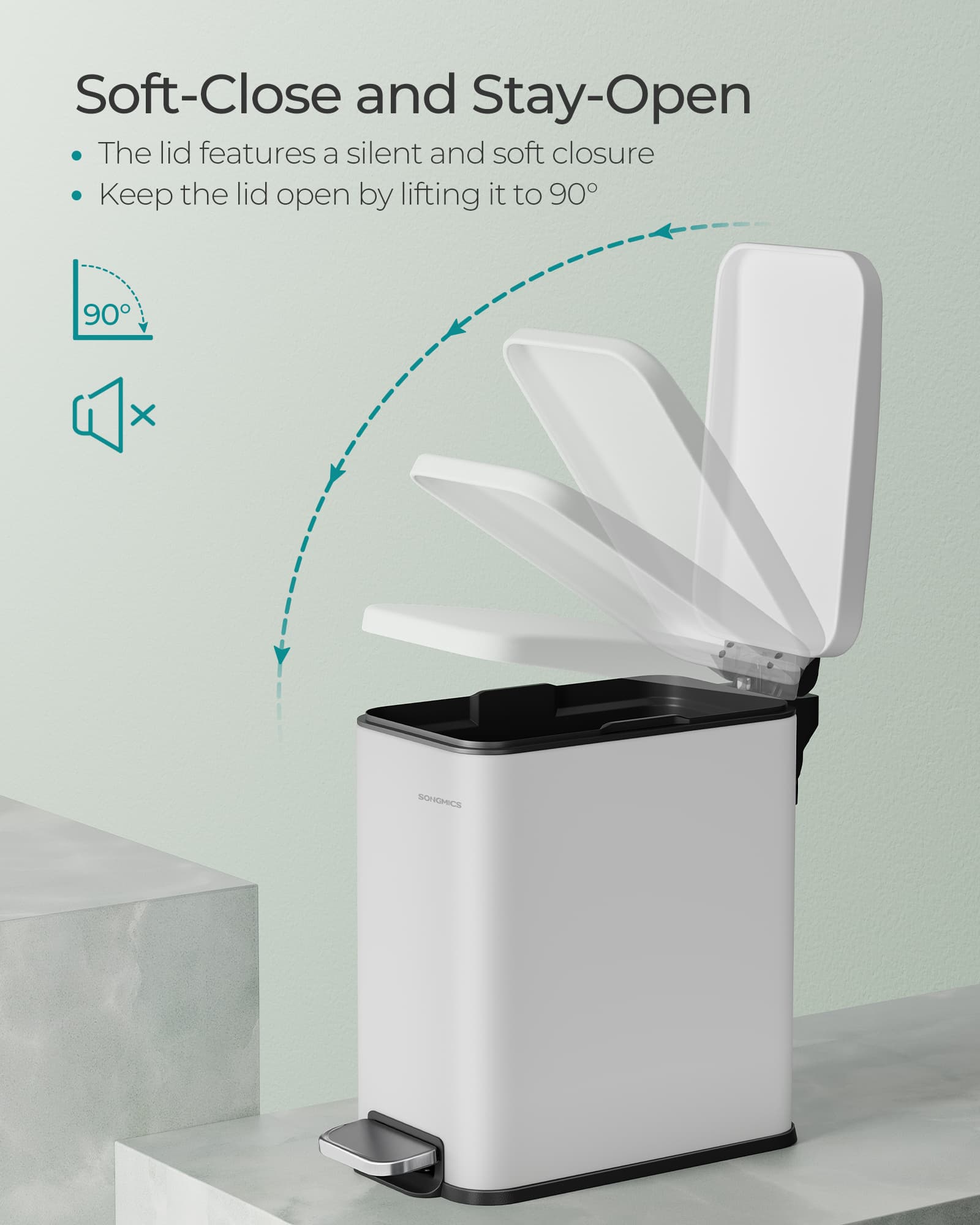 10L Steel Bathroom Bin - Soft Close