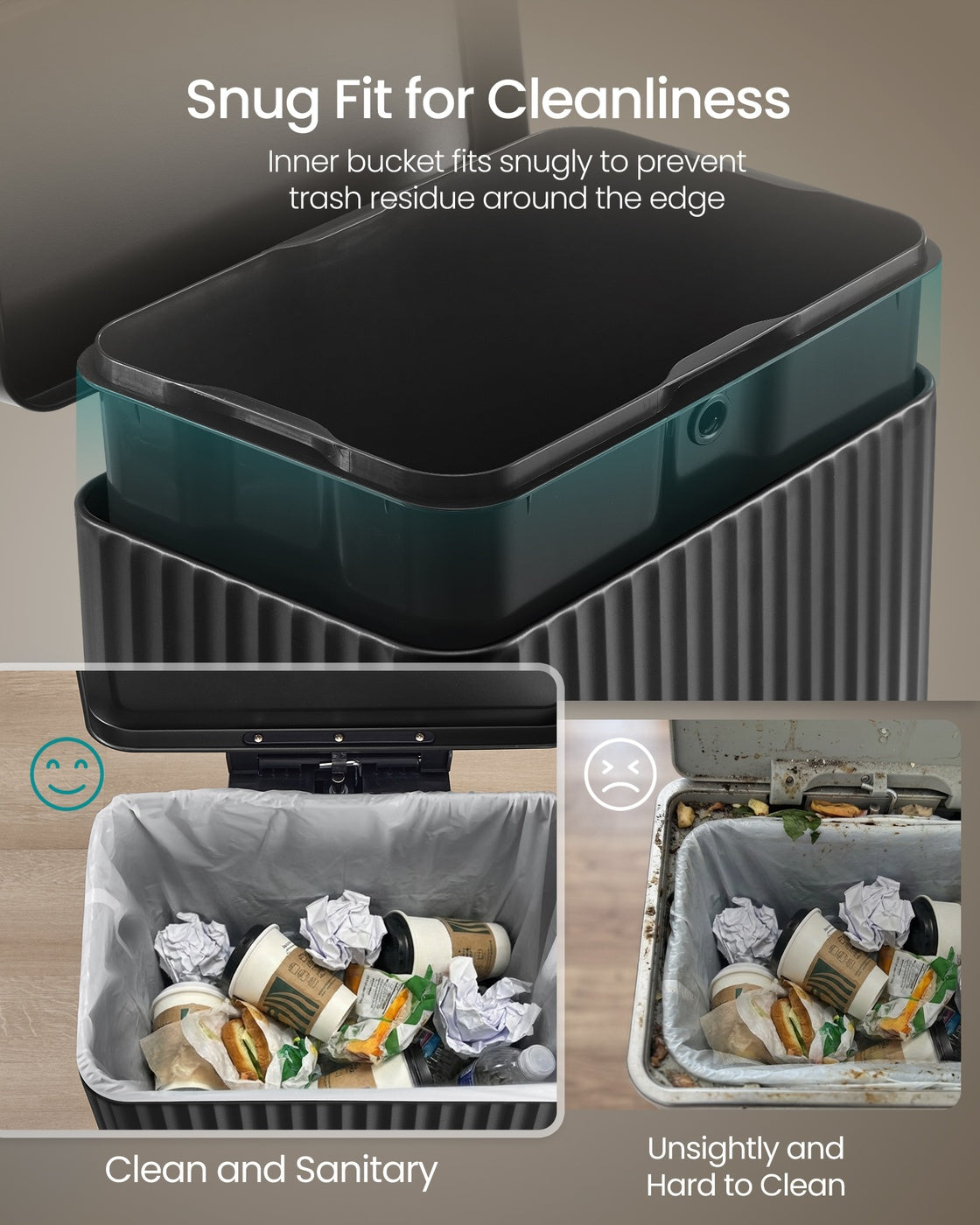 Kitchen Trash Can - 50L - Steel - Soft-Close Lid