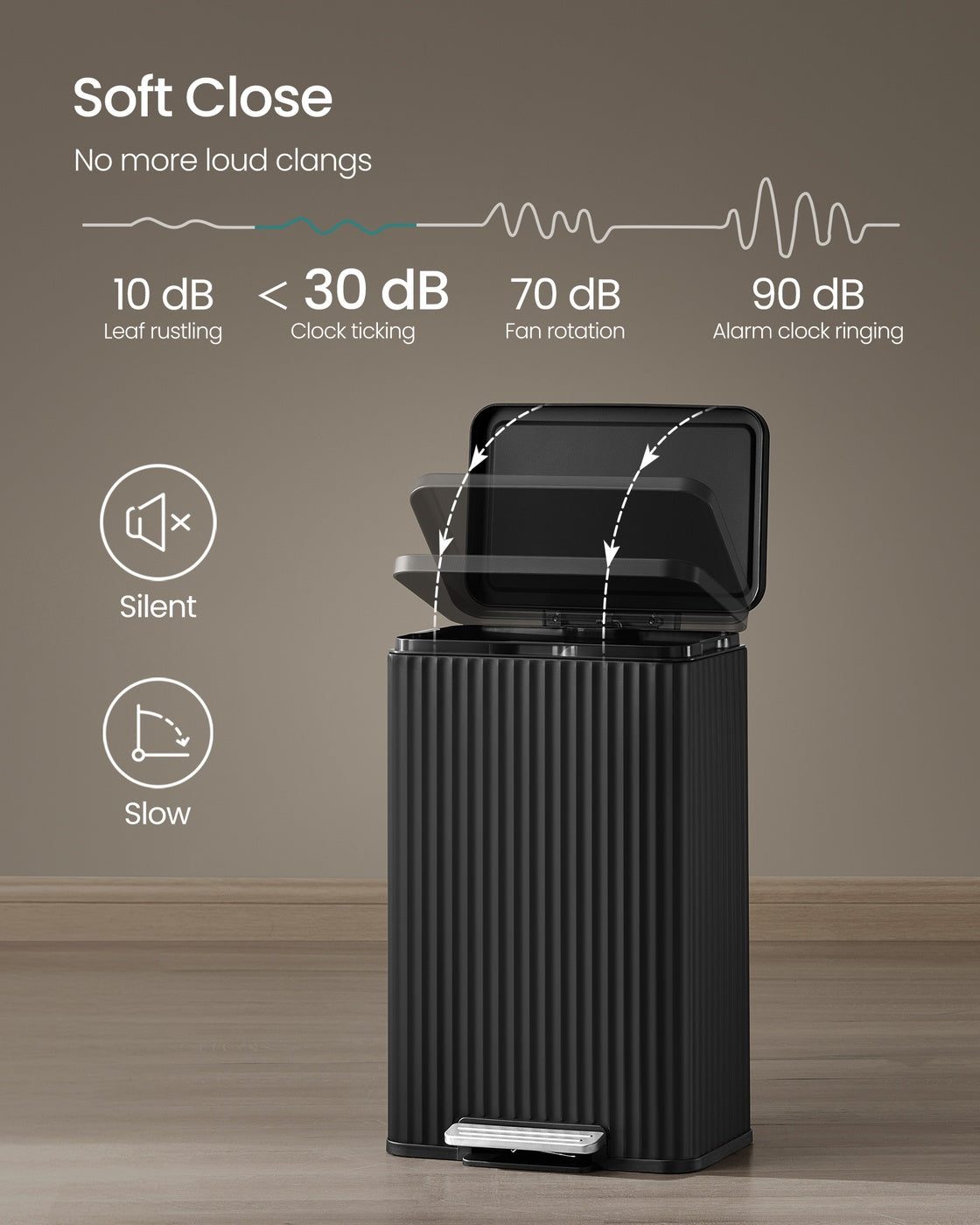 Kitchen Trash Can - 50L - Steel - Soft-Close Lid