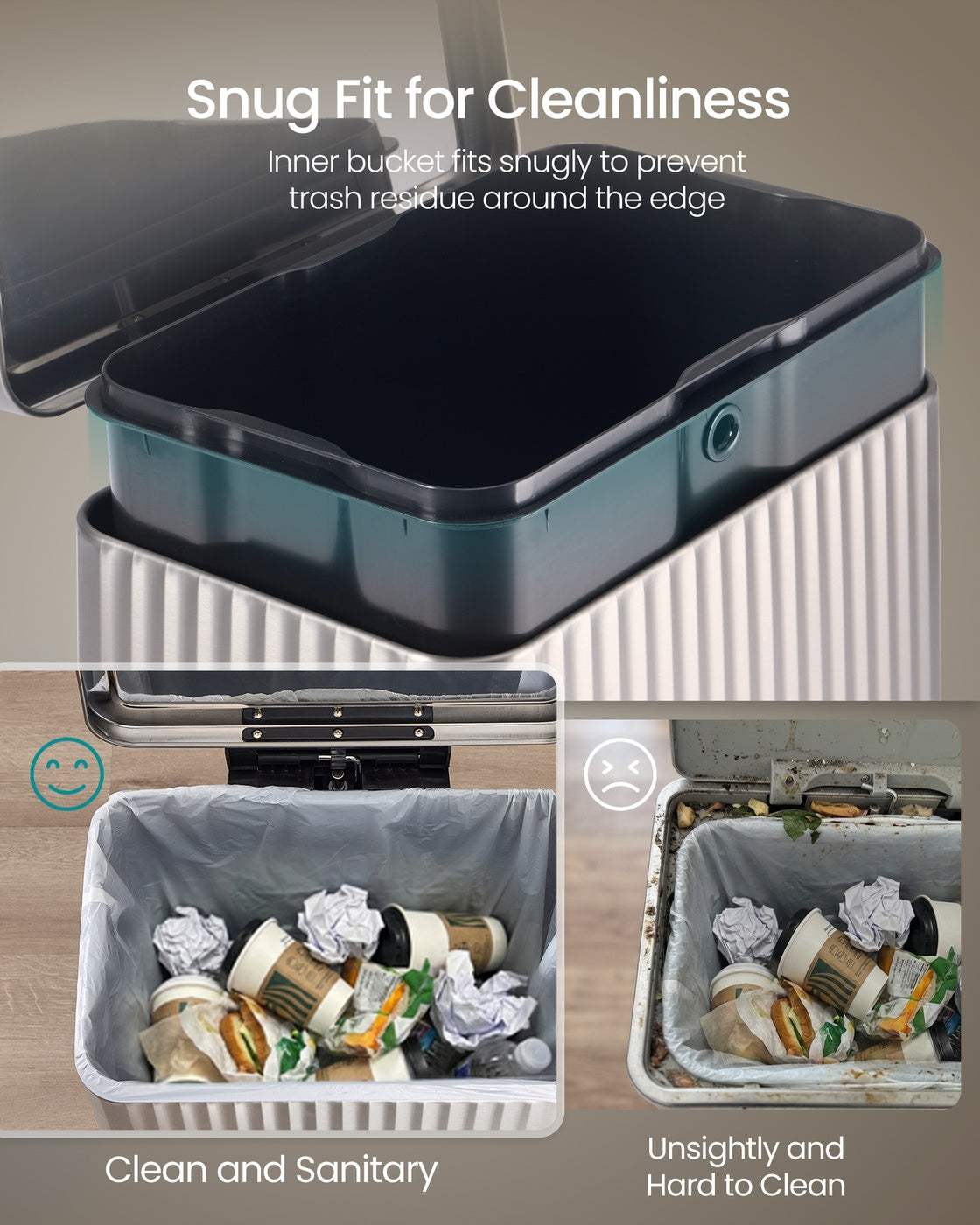 Kitchen Trash Can - 50L - Steel - Soft-Close Lid