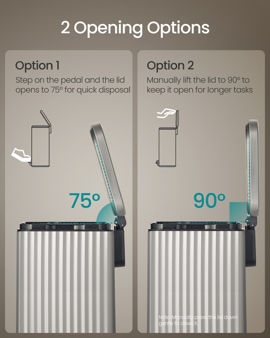 Kitchen Trash Can - 50L - Steel - Soft-Close Lid