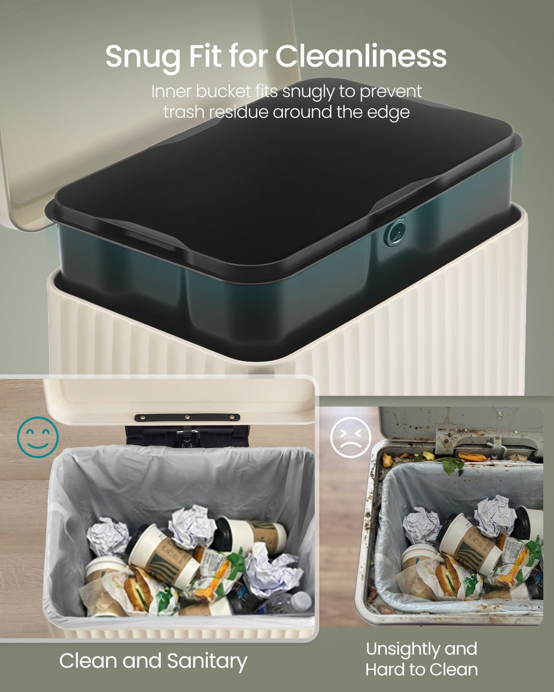 Kitchen Trash Can - 50L - Steel - Soft-Close Lid