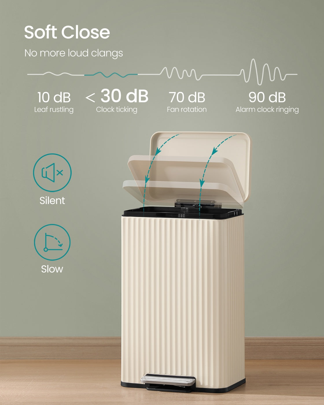 Kitchen Trash Can - 50L - Steel - Soft-Close Lid