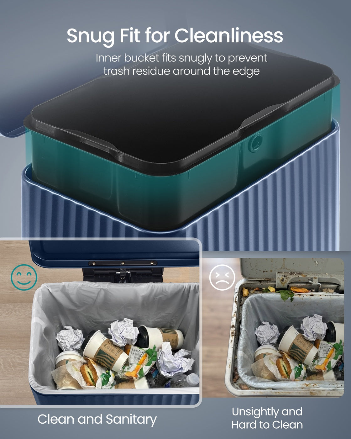 Kitchen Trash Can - 50L - Steel - Soft-Close Lid