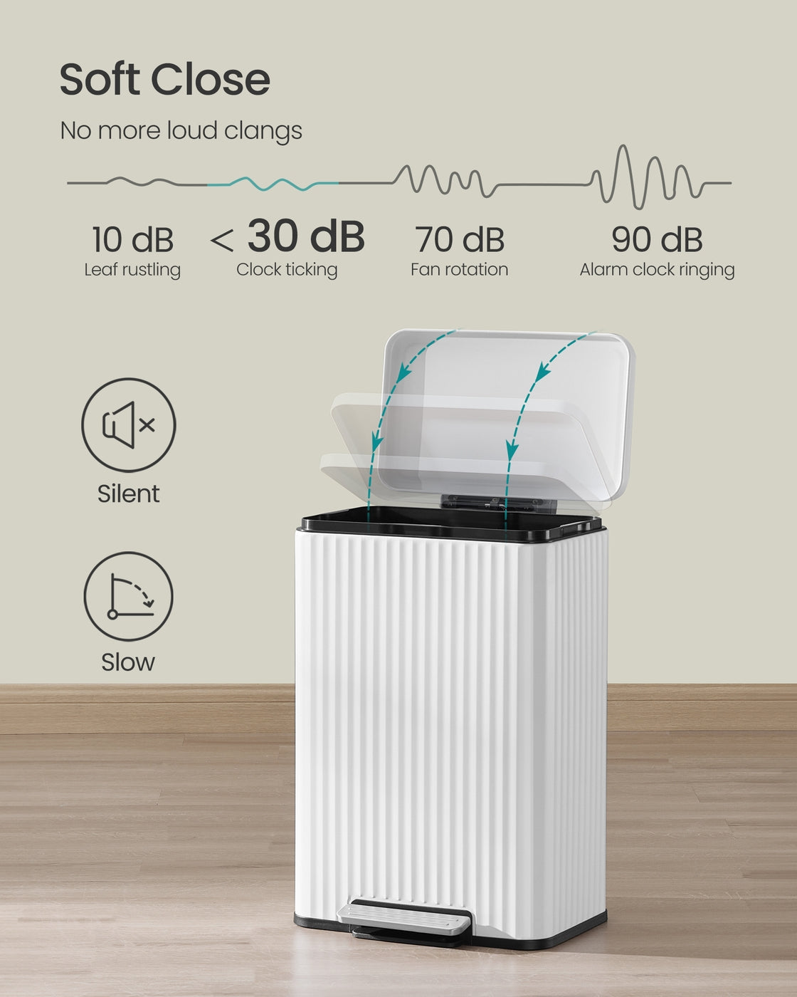 Kitchen Trash Can - 50L - Steel - Soft-Close Lid