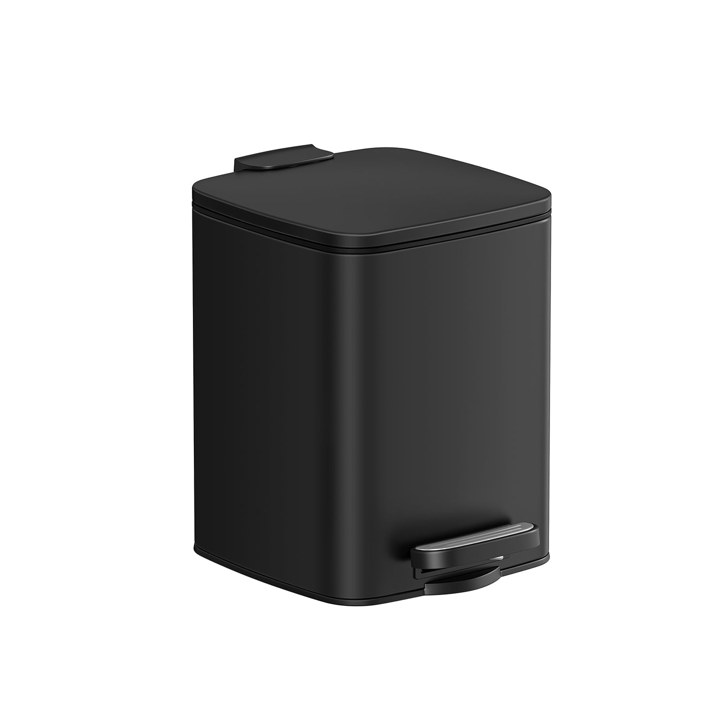 Small Bathroom Bin - Steel - Silver - Pedal Design with Soft-Close Lid