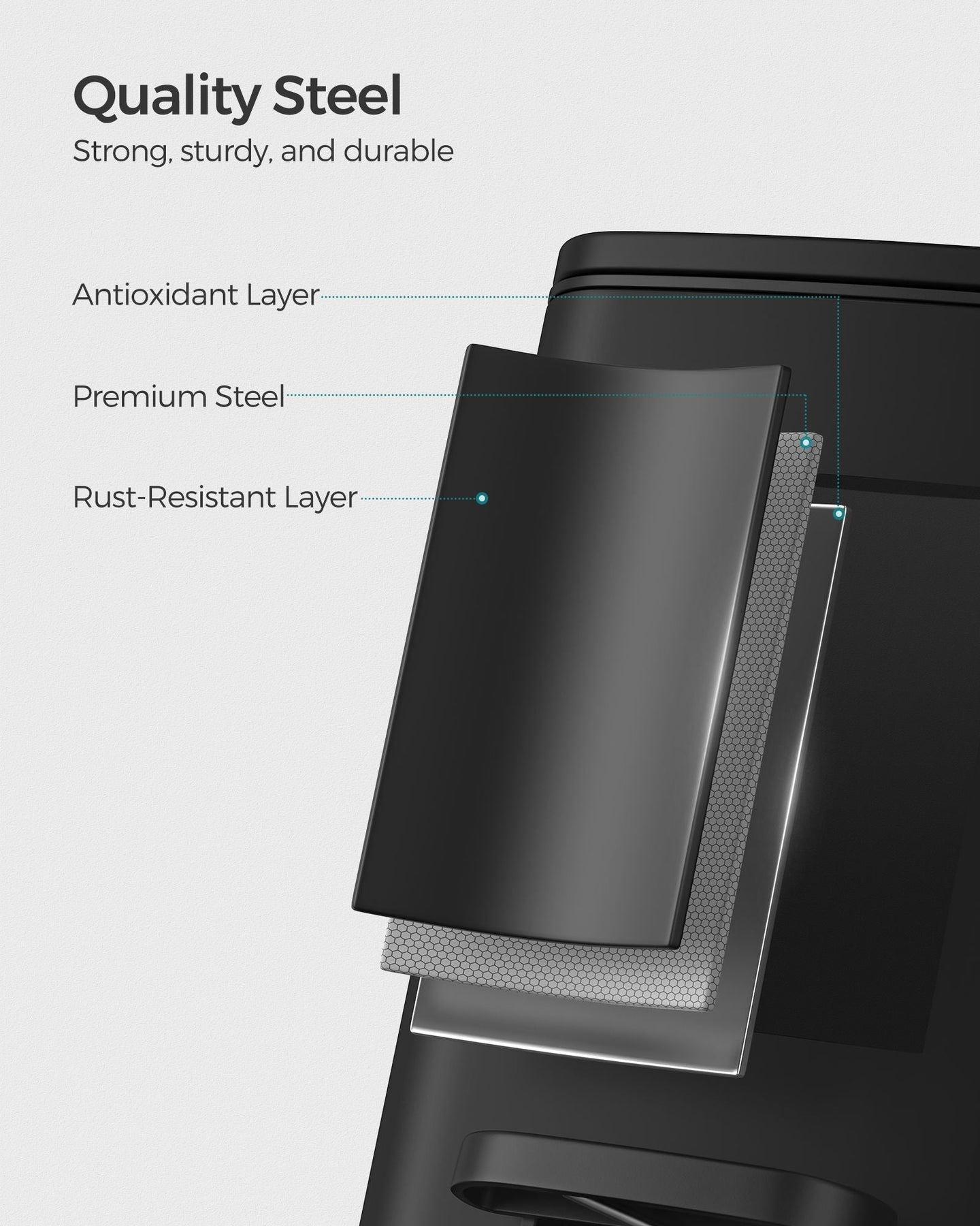 Small Bathroom Bin - Steel - Silver - Pedal Design with Soft-Close Lid