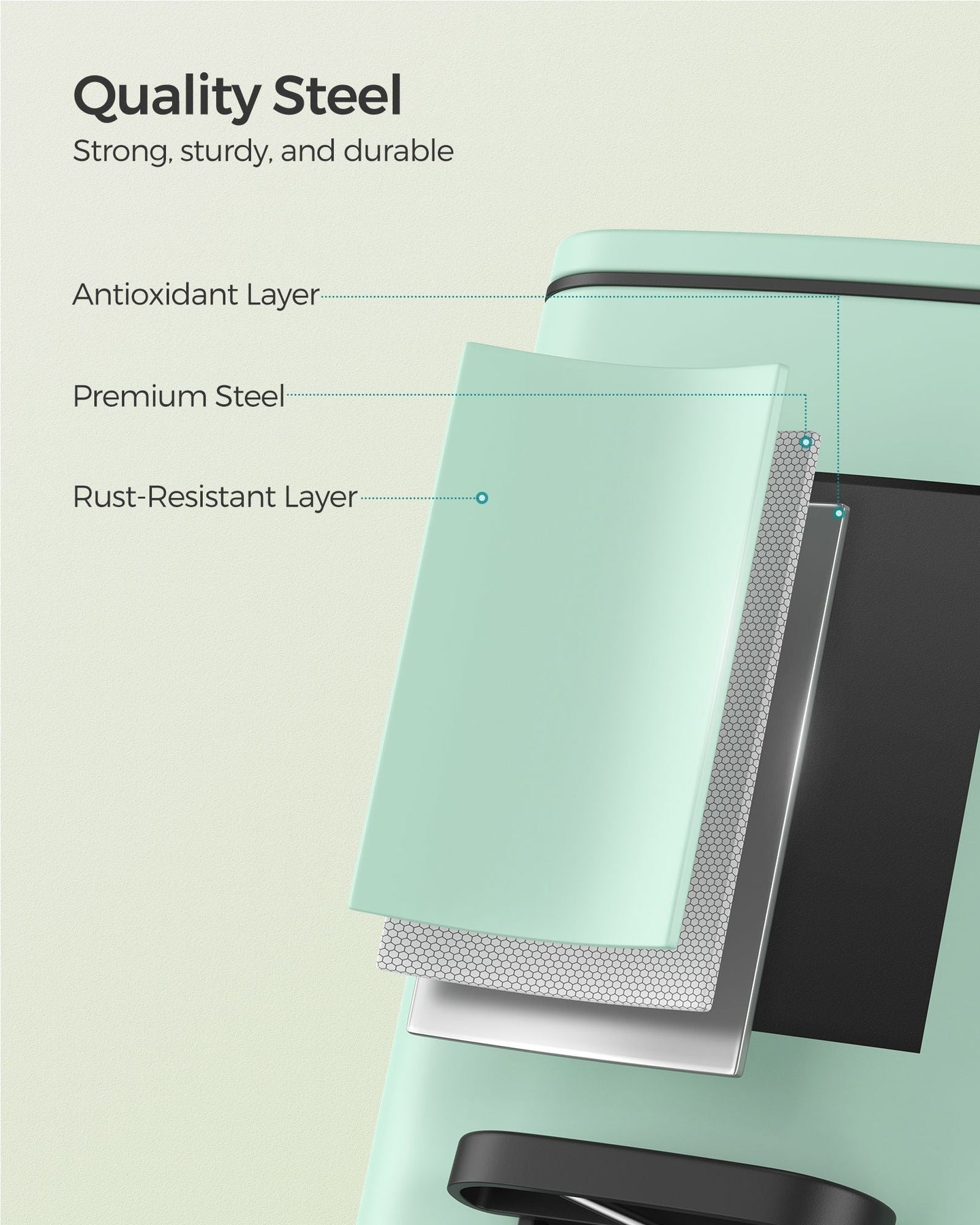 Small Bathroom Bin - Steel - Silver - Pedal Design with Soft-Close Lid