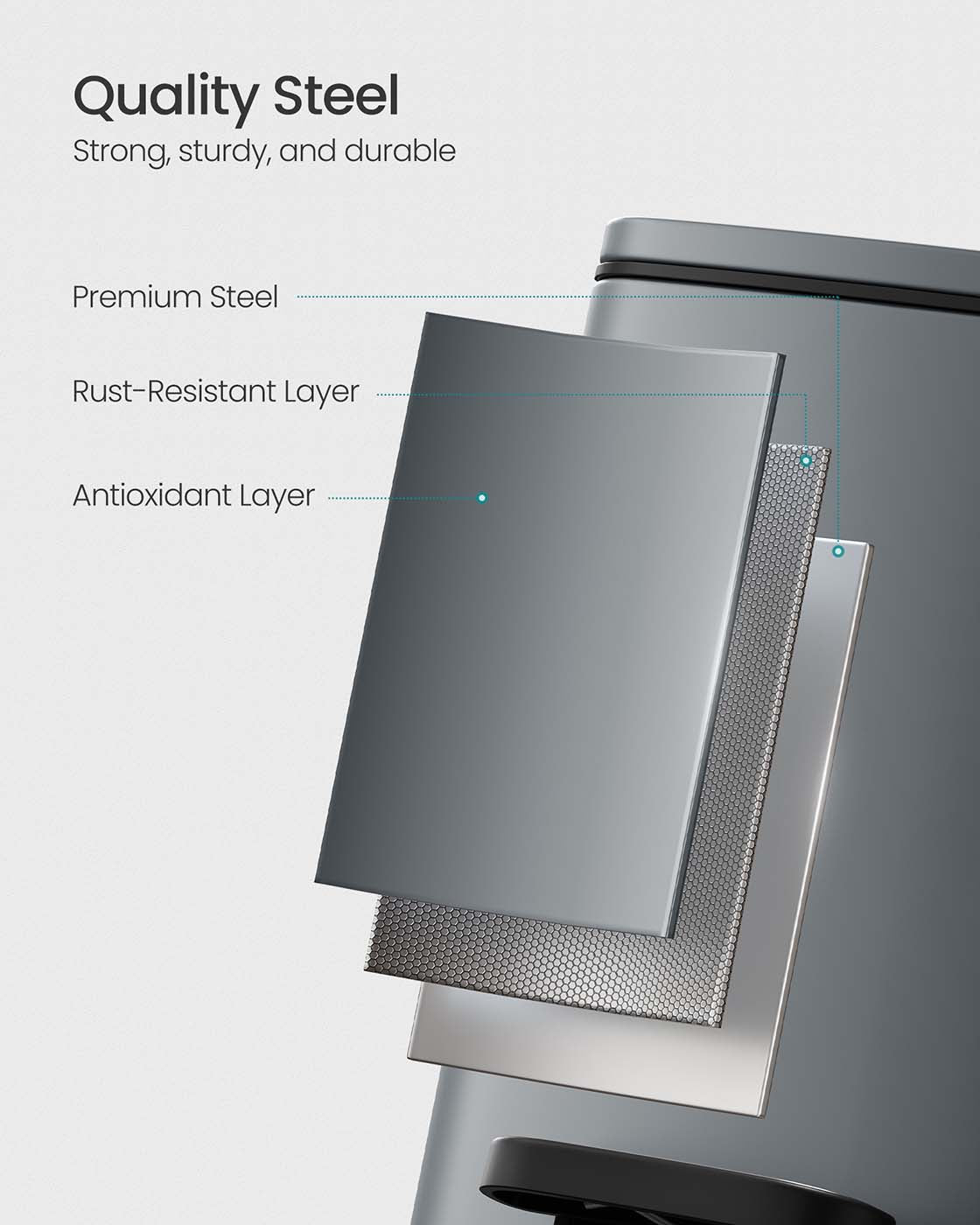 Pedal Toilet Bin - Steel - Slate Grey - 6L Capacity with Soft-Close Lid