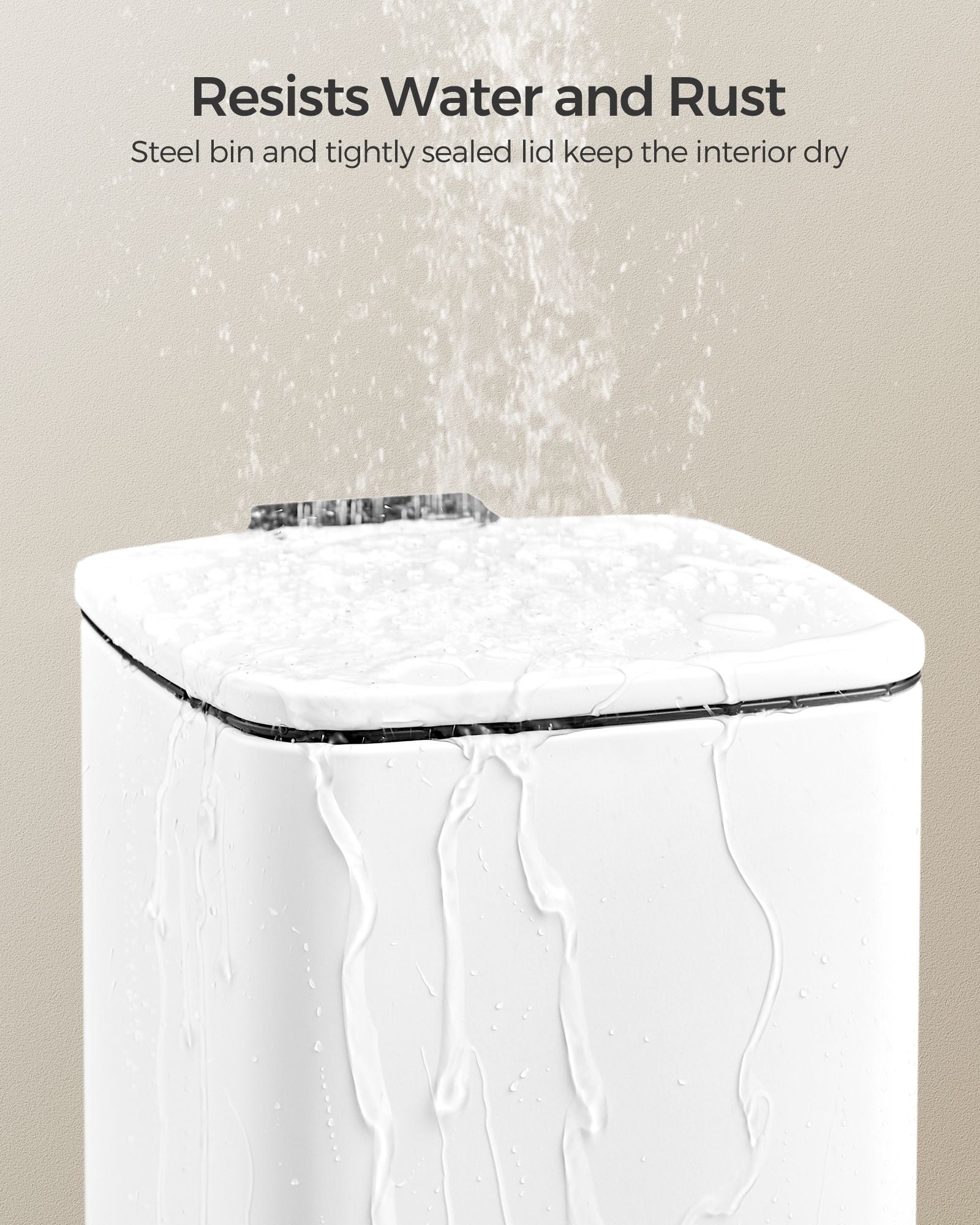 Small Bathroom Bin - Steel - Silver - Pedal Design with Soft-Close Lid