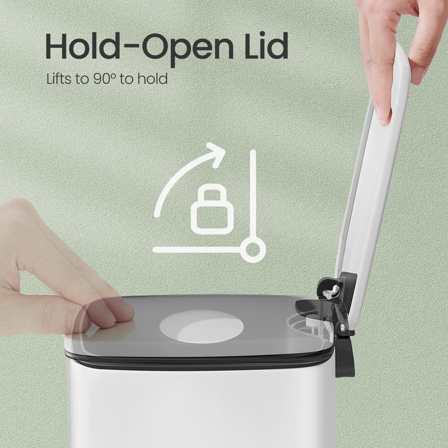 Bathroom Bin - Steel - White - 6L Soft-Close Lid for Compact Spaces