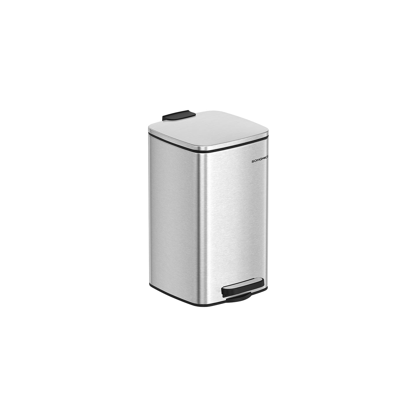 Pedal Toilet Bin - Steel - Metallic Silver - 8L Capacity with Soft-Close Lid