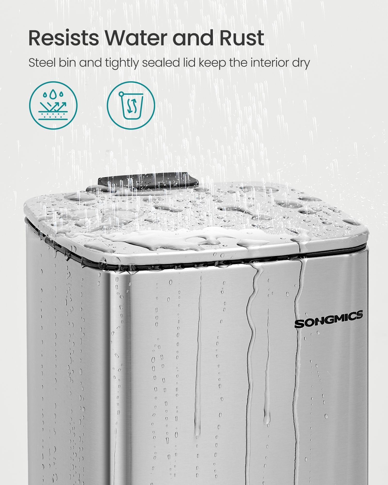 Pedal Toilet Bin - Steel - Metallic Silver - 8L Capacity with Soft-Close Lid