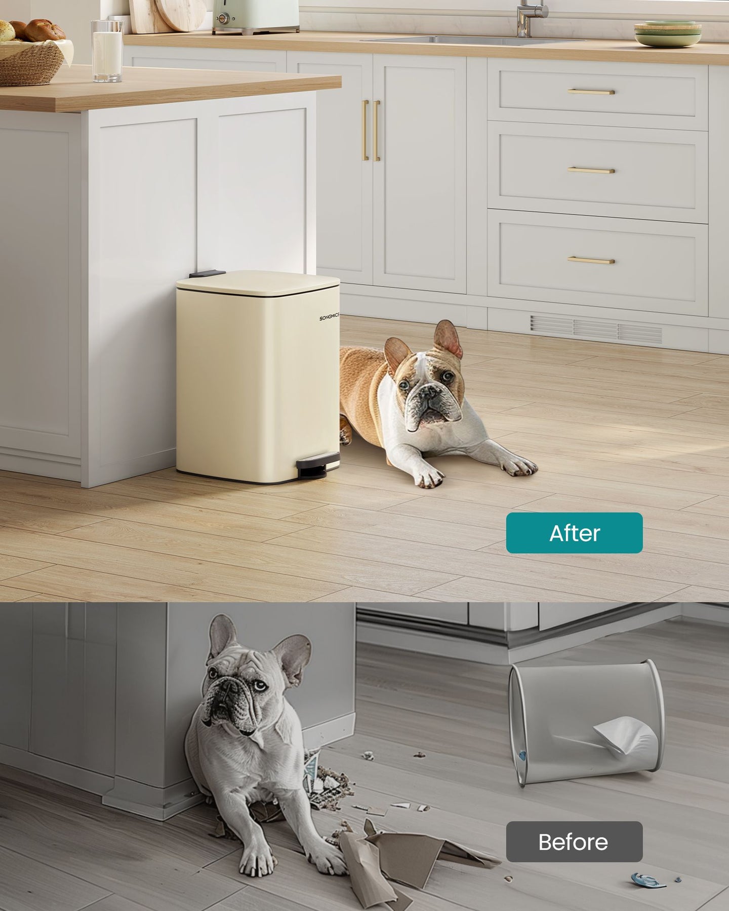 Pedal Bin - 20L with Inner Bucket - Steel - Cloud White - Durable and Easy to Clean