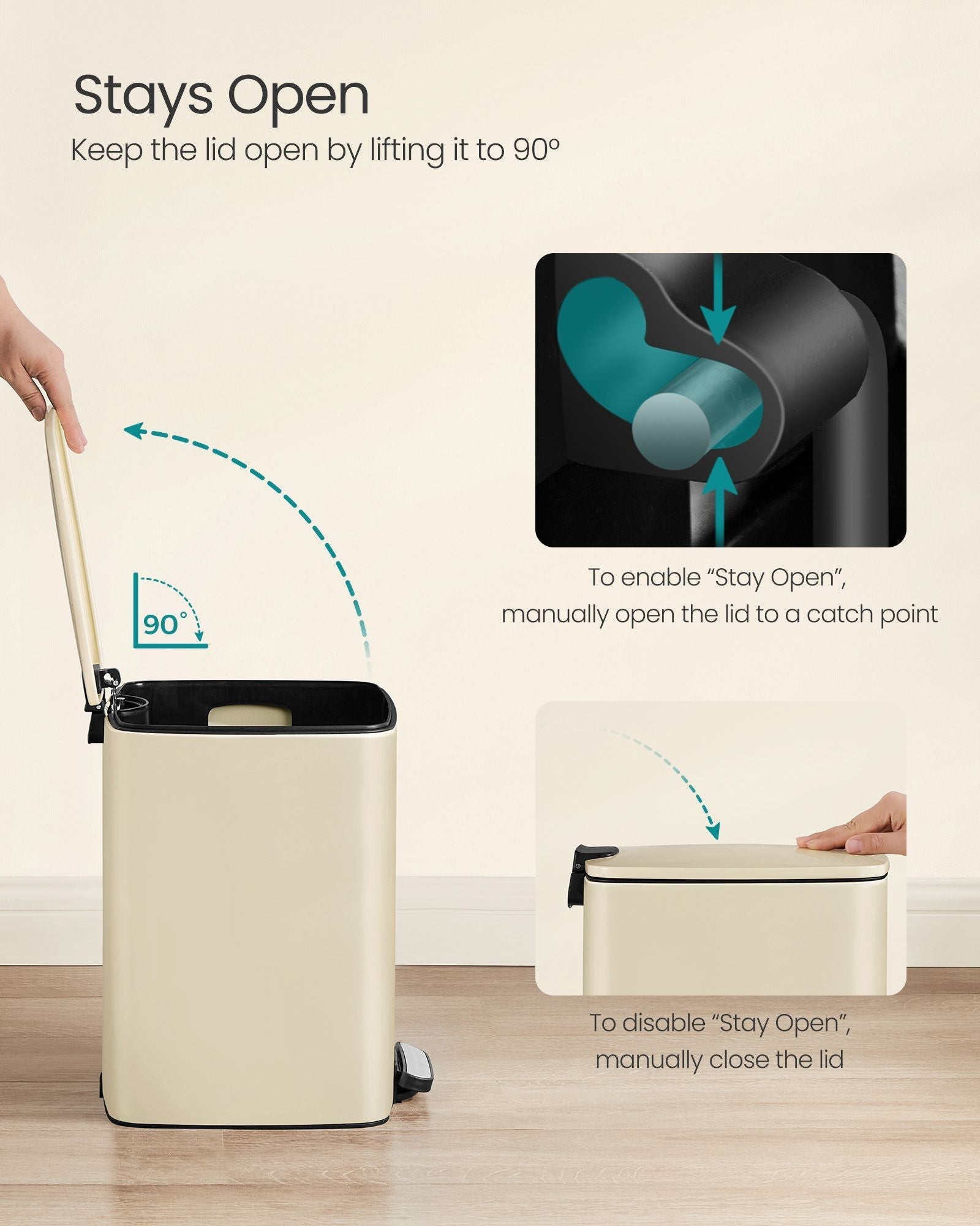 Pedal Bin - 20L with Inner Bucket - Steel - Cloud White - Durable and Easy to Clean