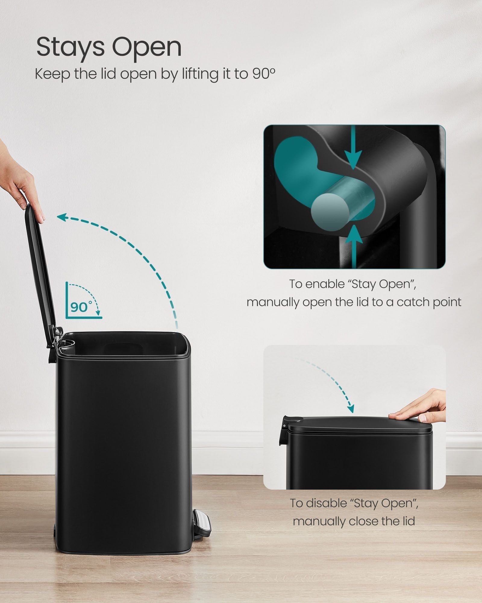 Pedal Bin - 20 L with Inner Bucket - Steel - Ink Black - Inner Bucket for Easy Cleaning