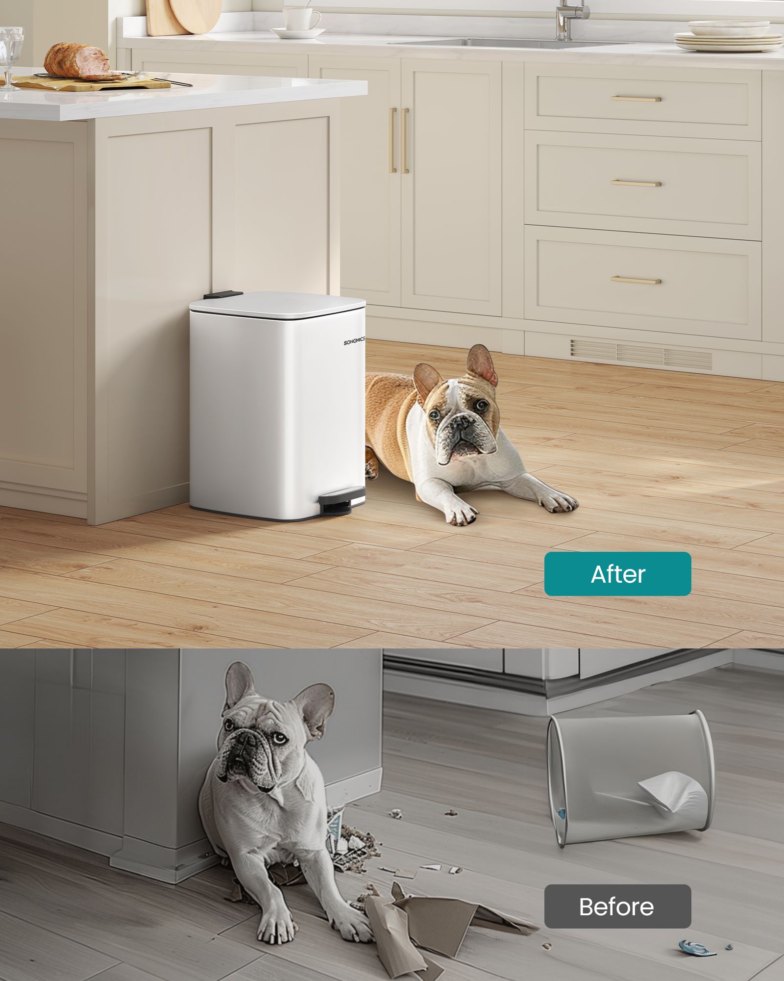 Pedal Bin - 20L with Inner Bucket - Steel - Cloud White - Durable and Easy to Clean