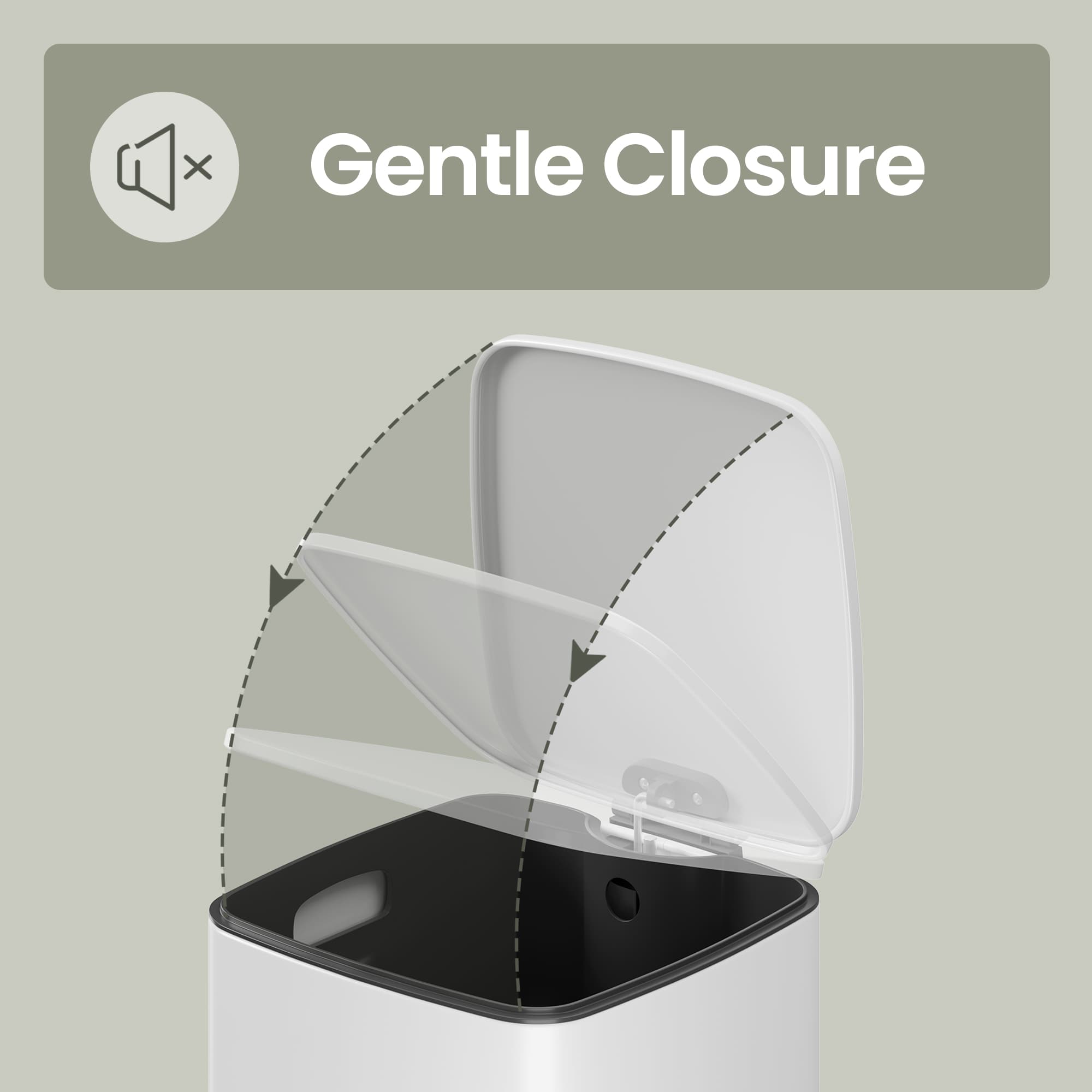 Pedal Waste Bin - Stainless Steel - White - Soft Close and Stay Open Feature