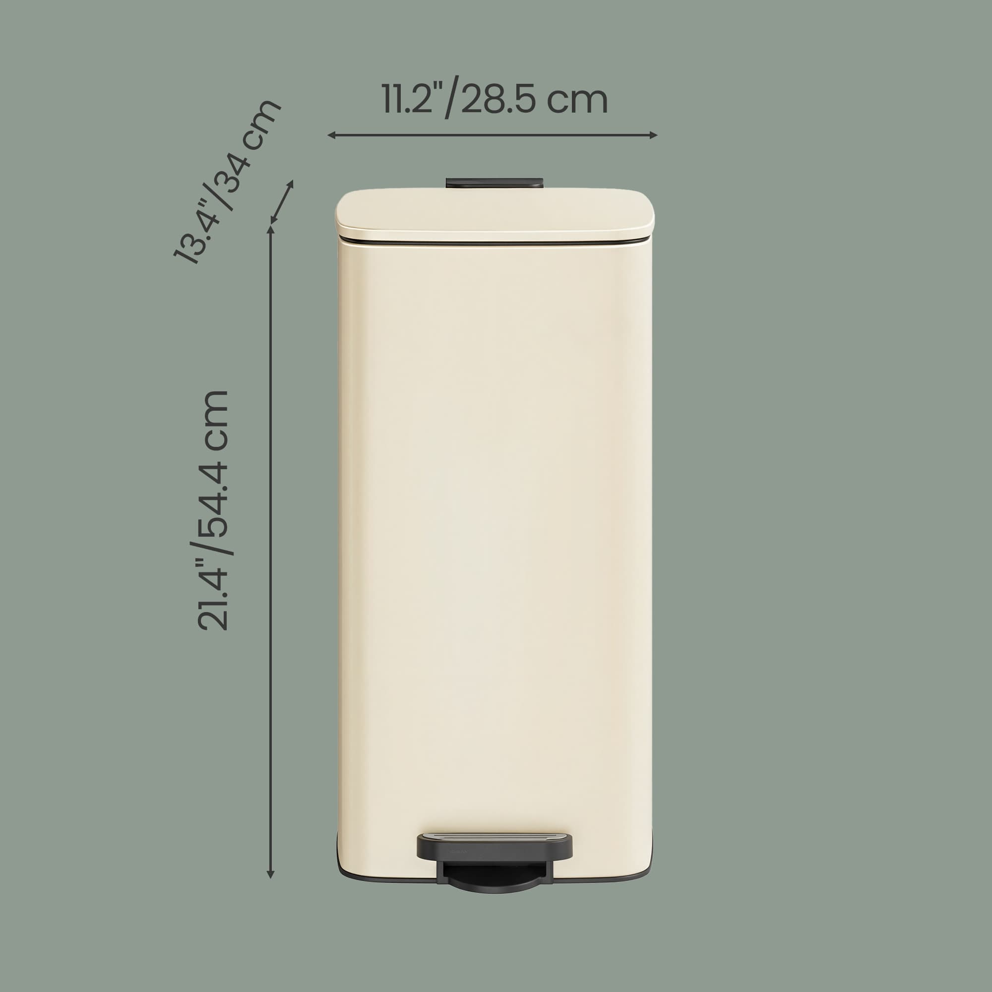 Pedal Waste Bin - Stainless Steel - Beige - 30L Capacity with Soft Close and Stay Open Feature