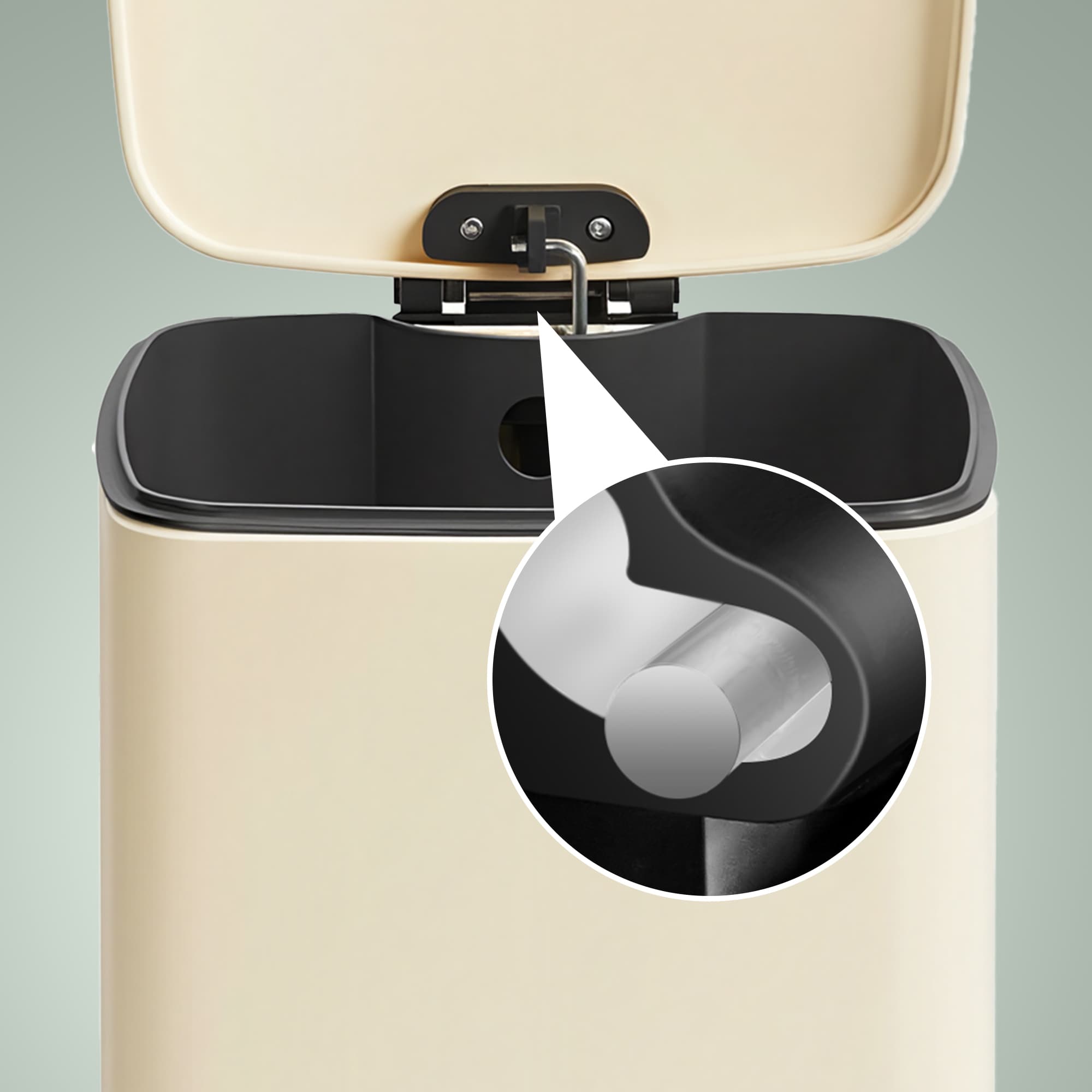 Pedal Waste Bin - Stainless Steel - Beige - 30L Capacity with Soft Close and Stay Open Feature