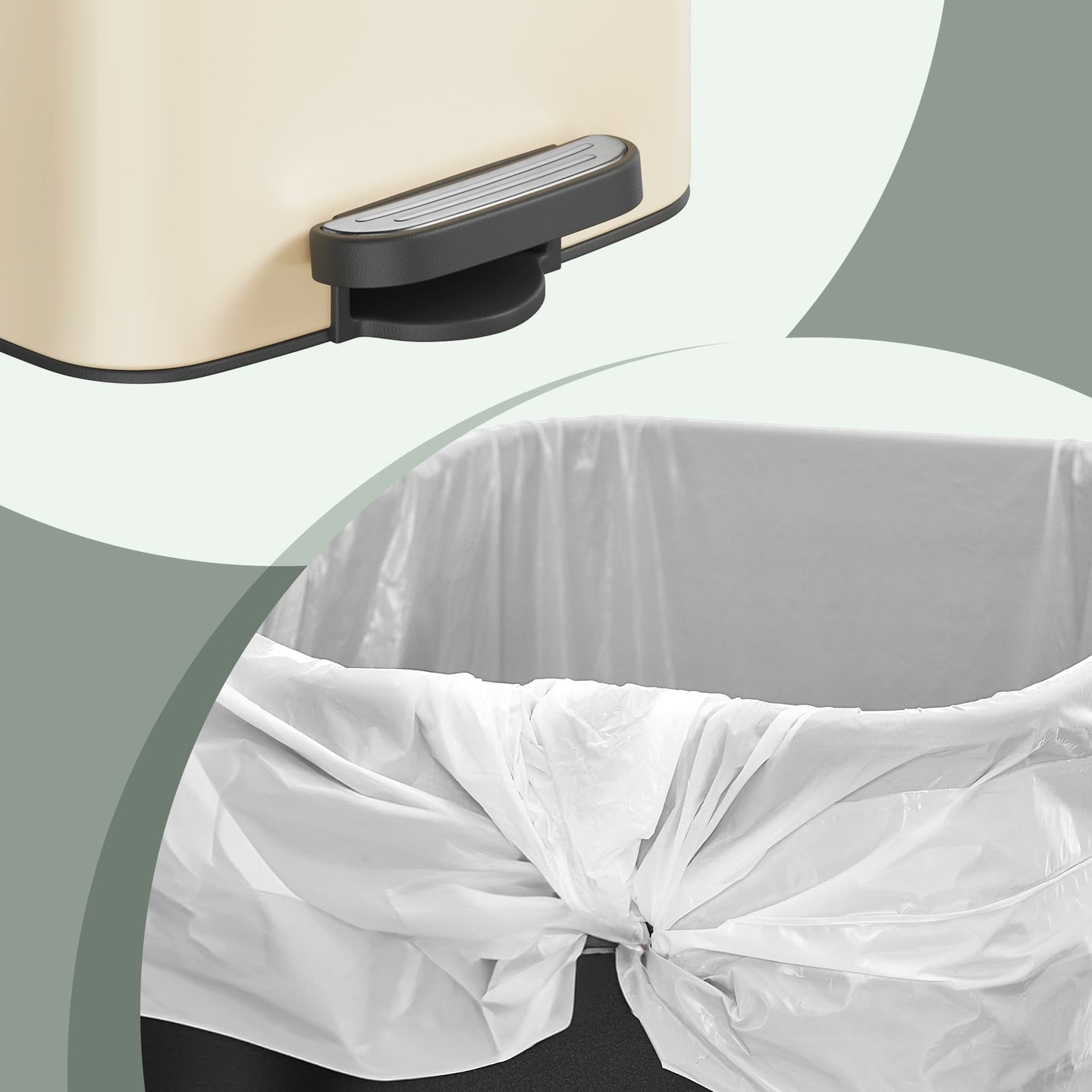 Pedal Waste Bin - Stainless Steel - Beige - 30L Capacity with Soft Close and Stay Open Feature