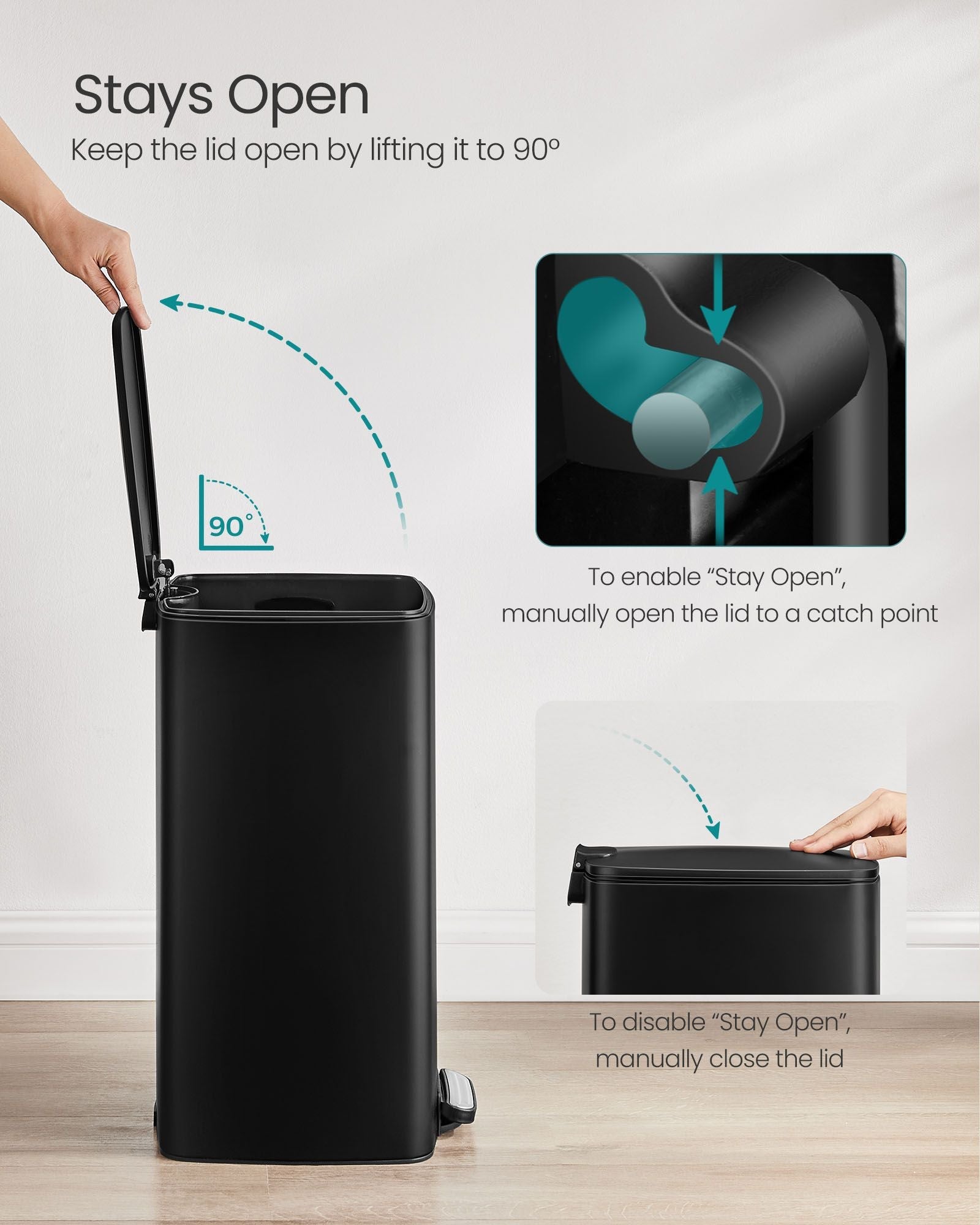 Pedal Bin - 30 L with Inner Bucket - Steel - Ink Black