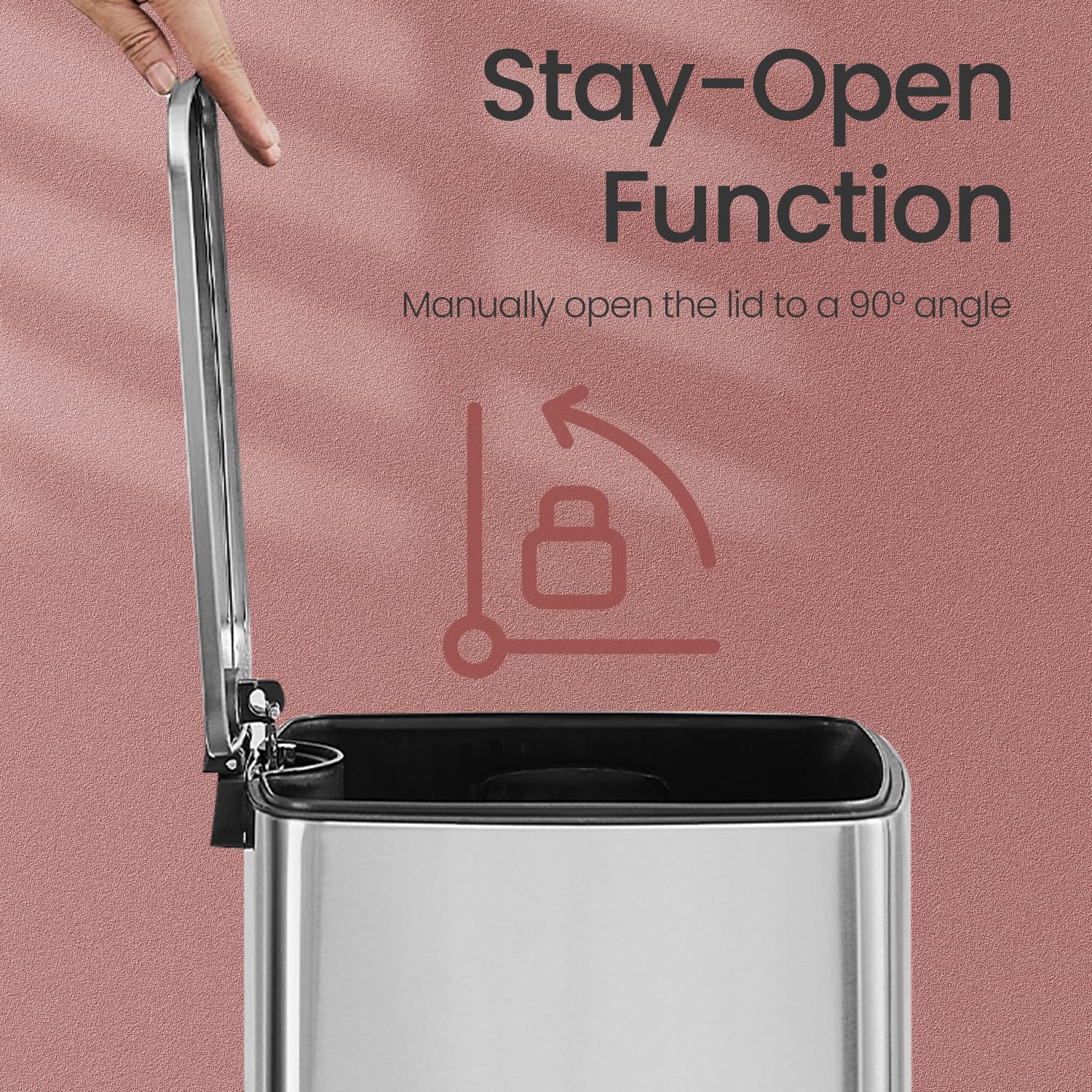 Stainless Steel Trash Can - 8 Gallons - Metallic Silver - Kitchen Garbage Bin
