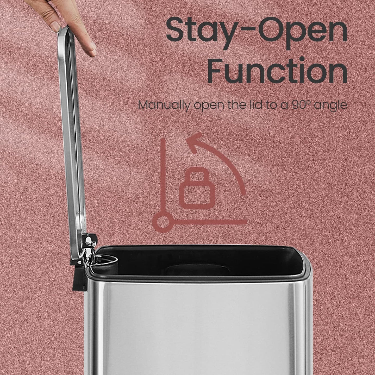 Stainless Steel Trash Can - 8 Gallons - Metallic Silver - Kitchen Garbage Bin