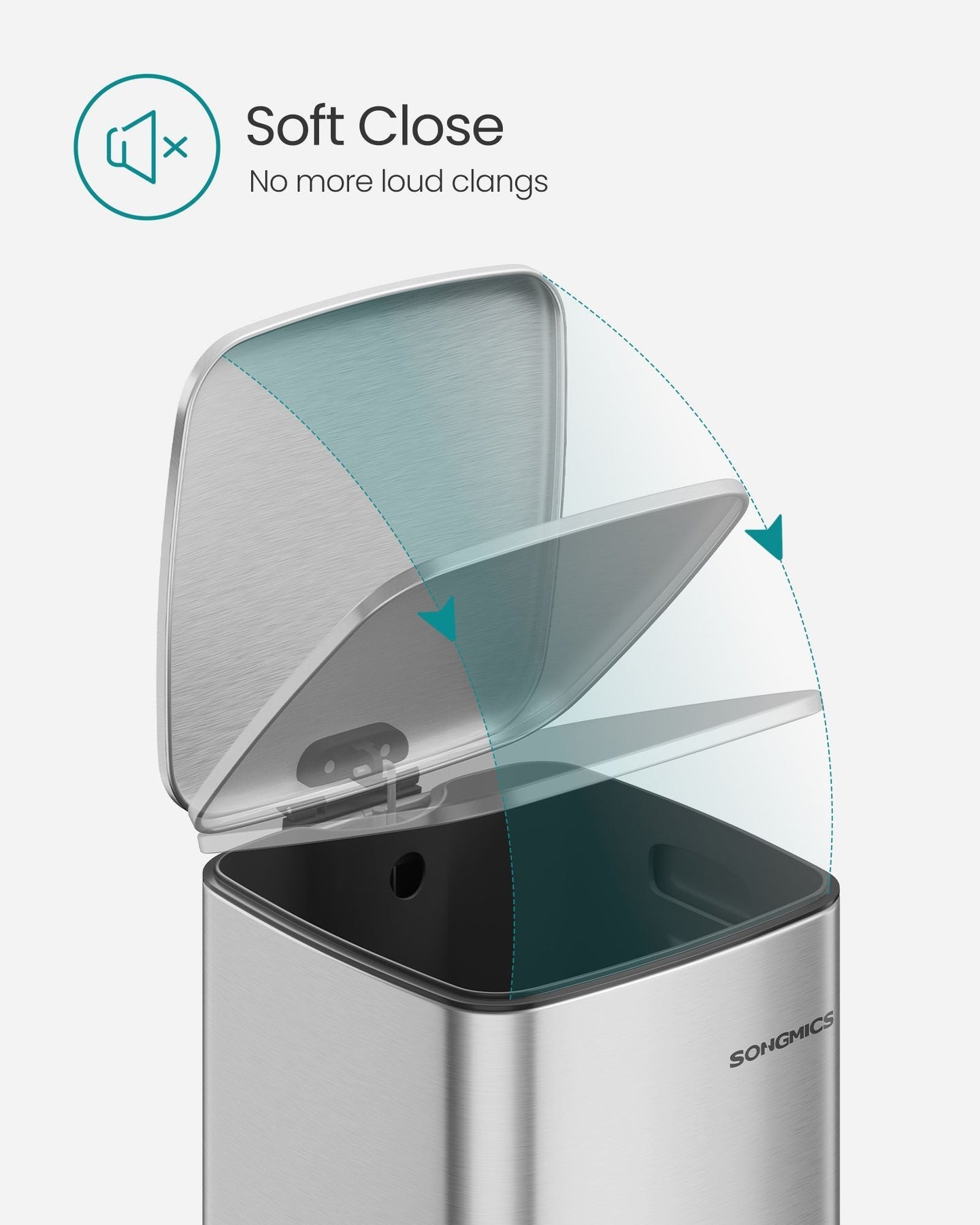 Kitchen Bin - Steel - Metallic Silver - 30 L Capacity with Inner Bucket