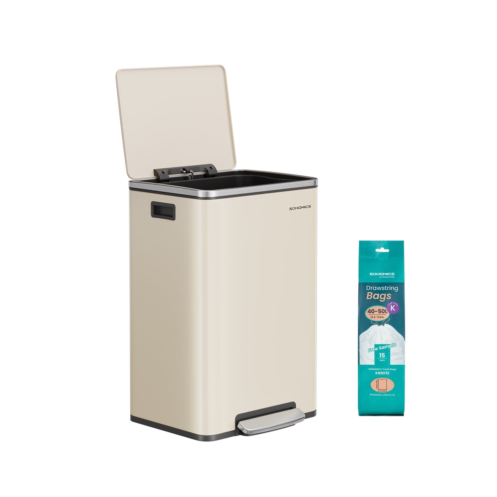 Kitchen Bin - Steel Bin and Plastic Inner Bucket - Cream