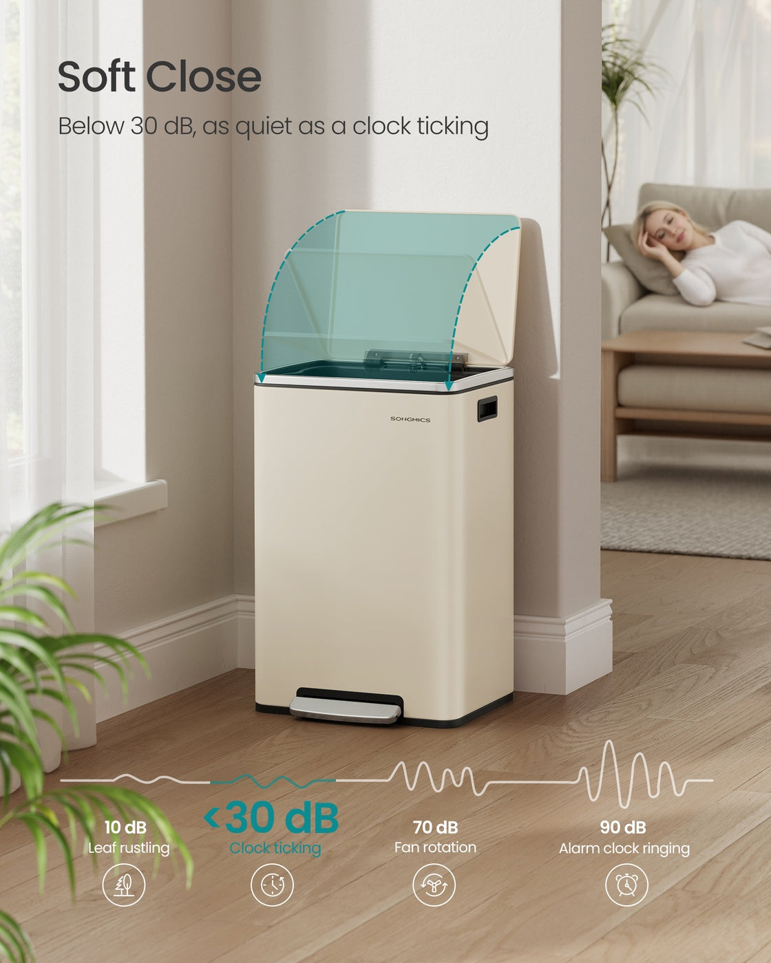 Kitchen Bin - Steel Bin and Plastic Inner Bucket - Cream