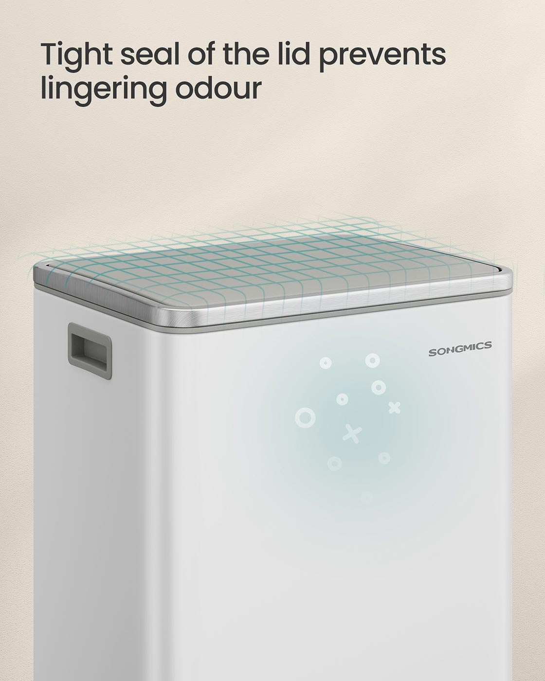 Kitchen Bin - Stainless Steel - Cloud White - 50 L Capacity with 15 Bin Bags