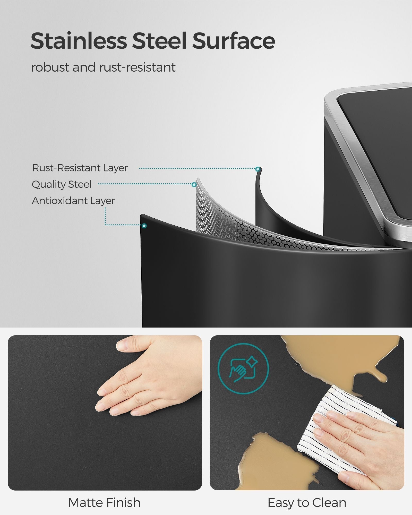 Double Rubbish Bin - Stainless Steel - Fingerprint Proof