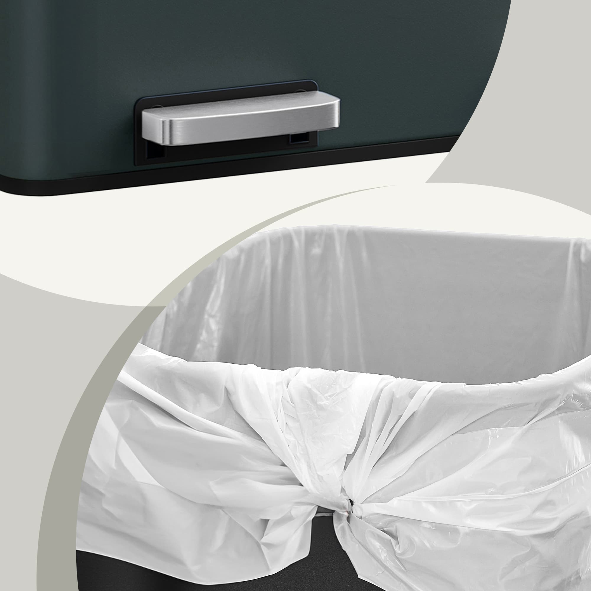 Dual Compartment Pedal Bin - Plastic - Grey - Soft-Close Lids