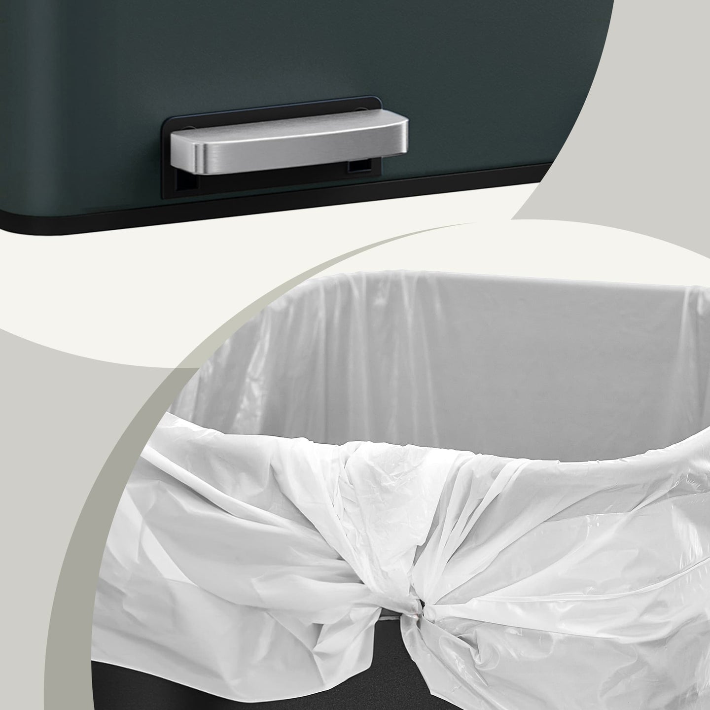 Dual Compartment Pedal Bin - Plastic - Grey - Soft-Close Lids
