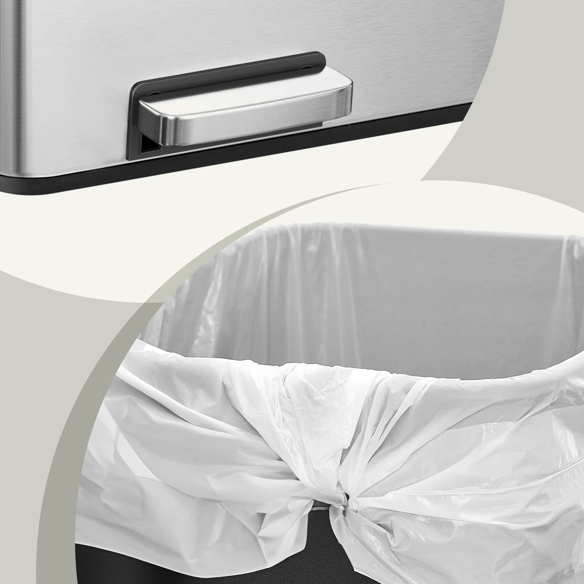 Pedal Rubbish Bin - Stainless Steel - Silver - Dual Compartment with Soft-Close and Plastic Inner Buckets