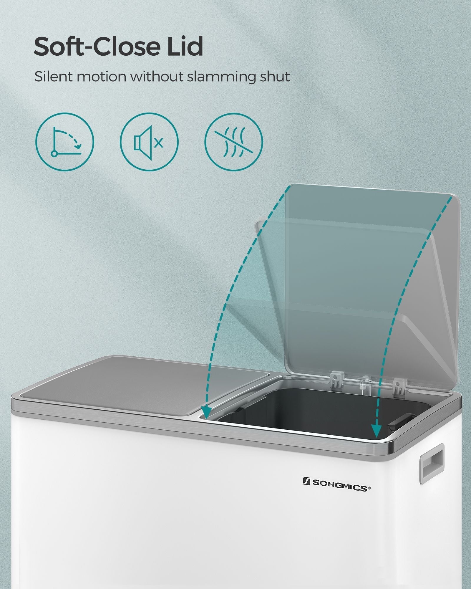 Dual Compartment Trash Can - 2 x 30L Capacity - Stainless Steel - Fingerprint Proof