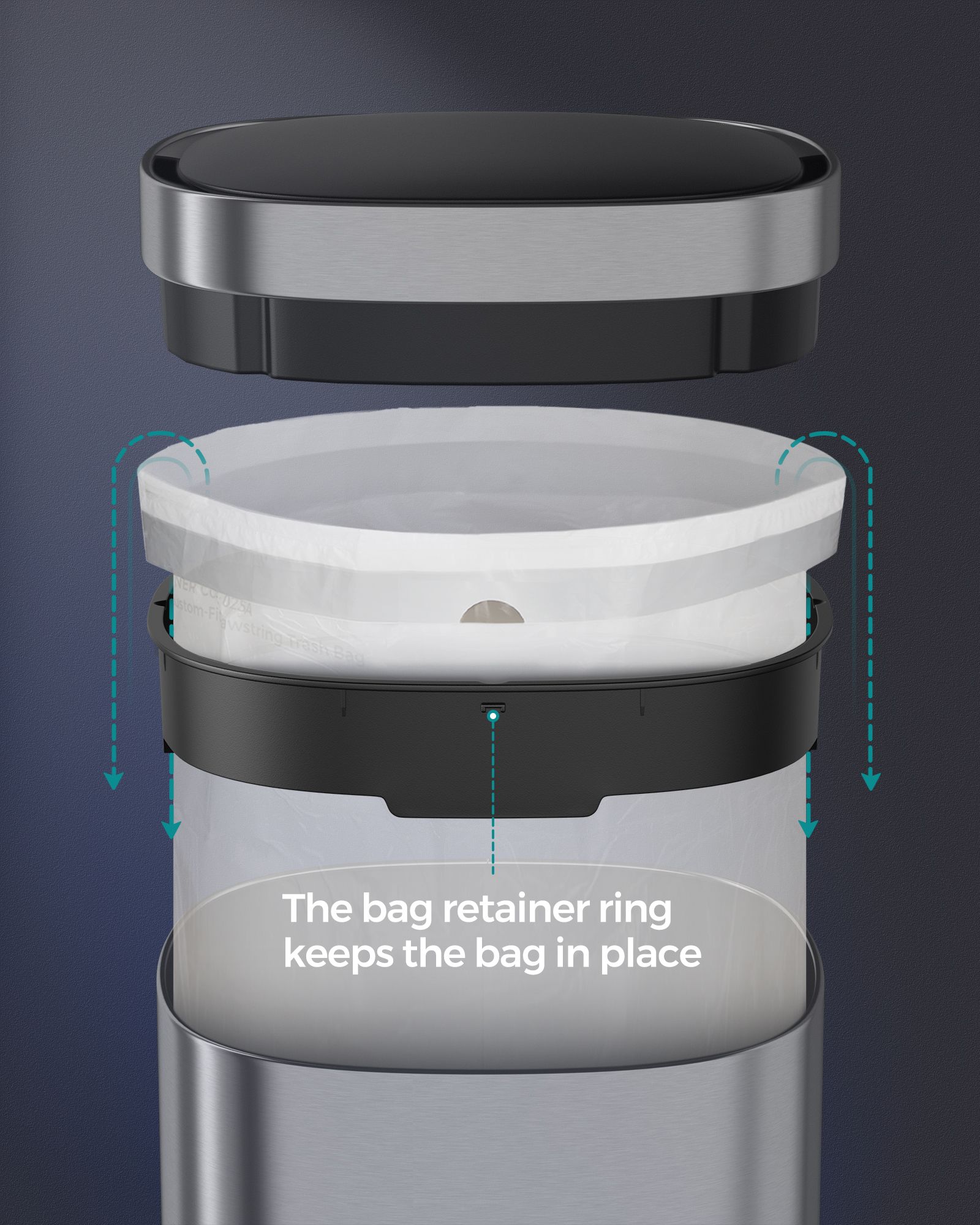 Automatic Rubbish Bin - Stainless Steel - Silver - Motion Sensor with Ozone Odour Control
