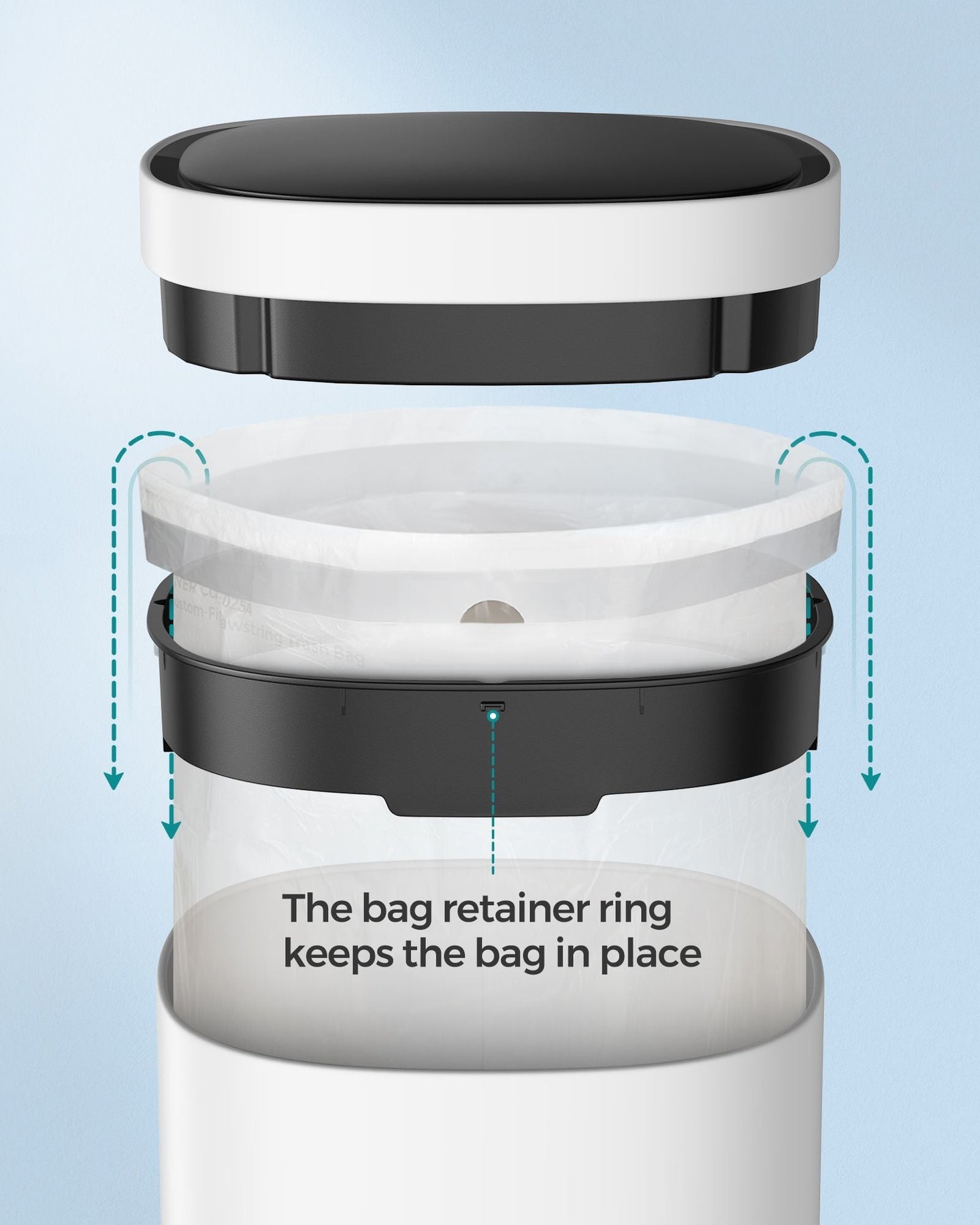 Automatic Rubbish Bin - Steel - Cloud White - Motion Sensor with Ozone Odour Control and Stay-Open Lid