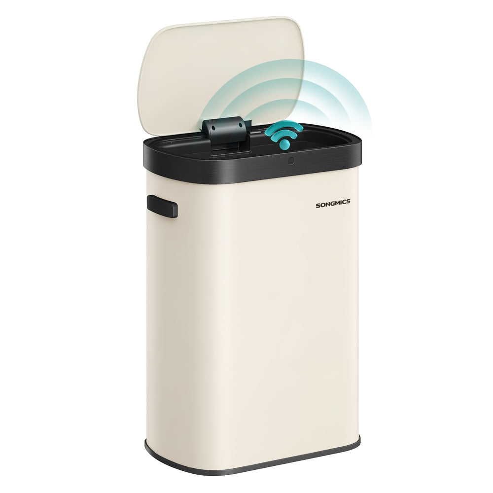 13-Gallon ( ) Steel Motion Sensor Kitchen Bin - Steel and Plastic - Cream