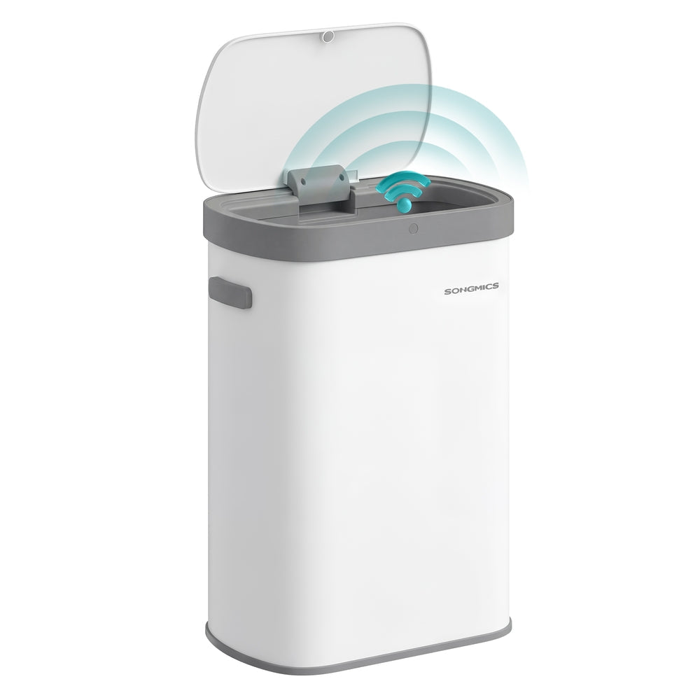 13-Gallon ( ) Steel Motion Sensor Kitchen Bin - Steel and Plastic - Cream