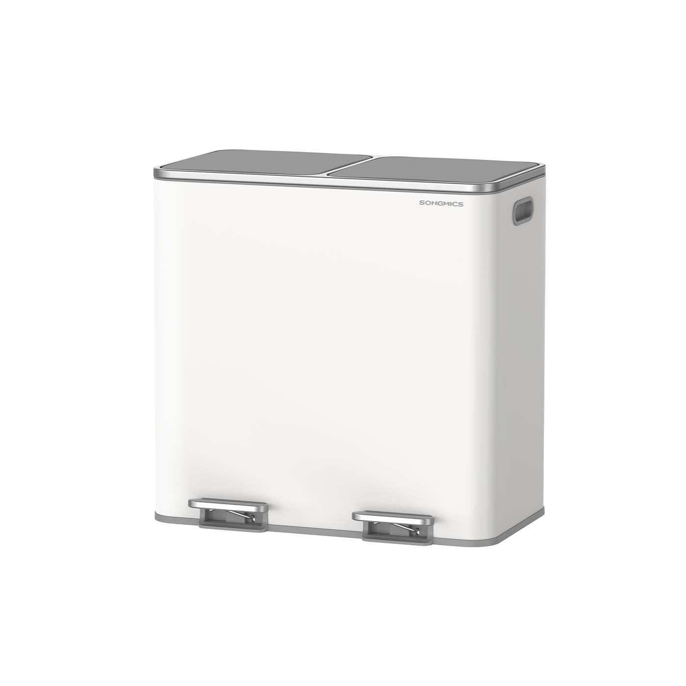 Dual Compartment Recycling Bin - Metal - Black - Pedal-Activated with Soft Close Lids